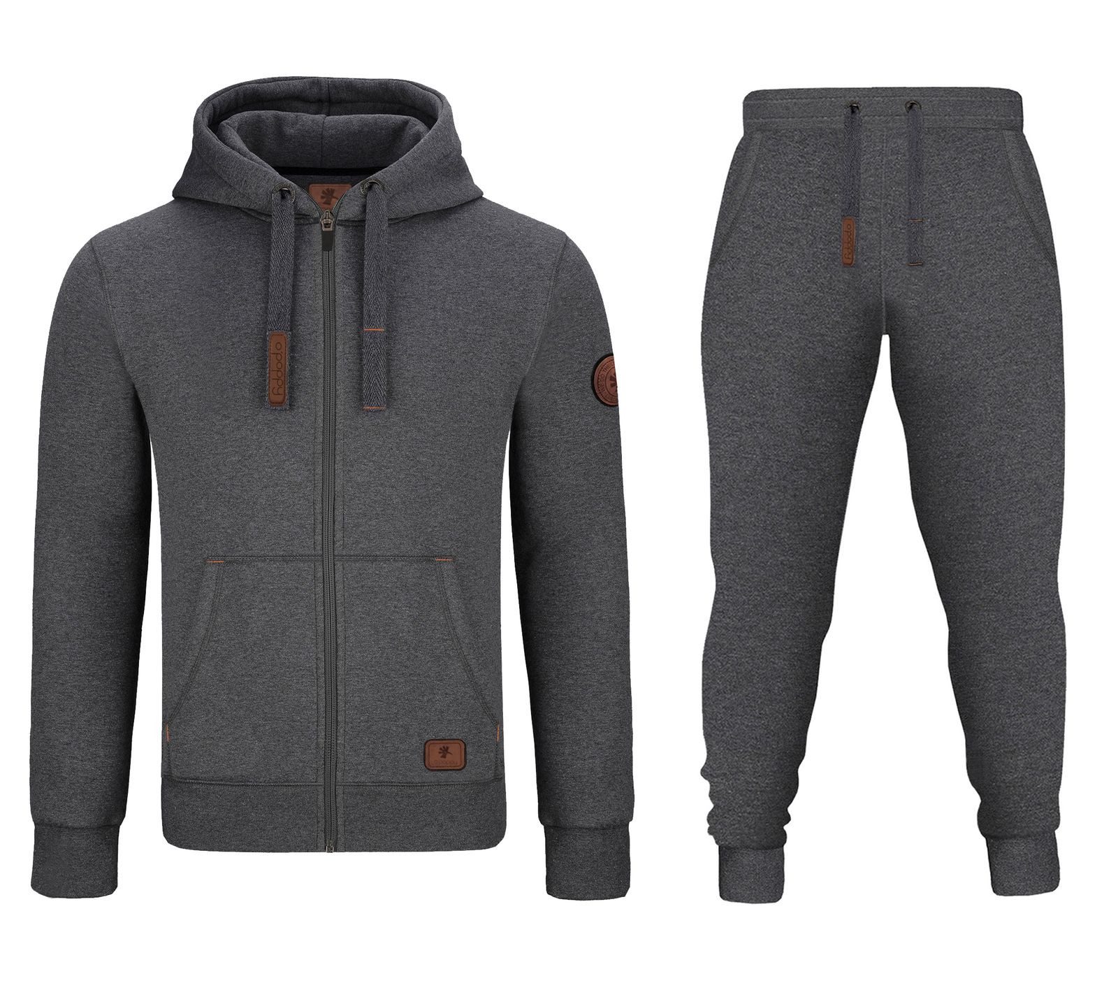 O'Poppy Jogginganzug Herren Lederpatch darkgrey (2-tlg), mit Kapuze, Eingri günstig online kaufen
