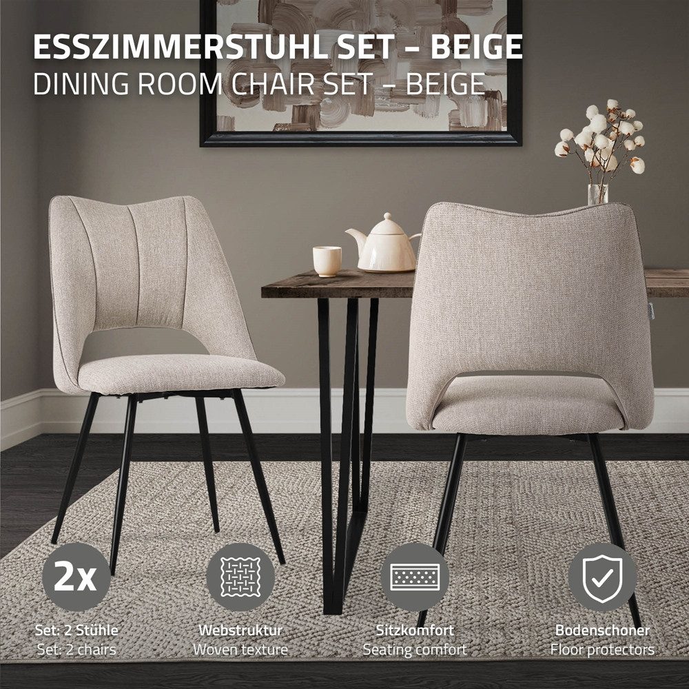 ML-DESIGN Stuhl Esszimmerstühle mit Rückenlehne moderne Design Lounge Küchenstühle (2 St), Polsterstuhl Esstischstühle 2er Set Clubsessel Polyester bis 120kg – Bild 2 von 5