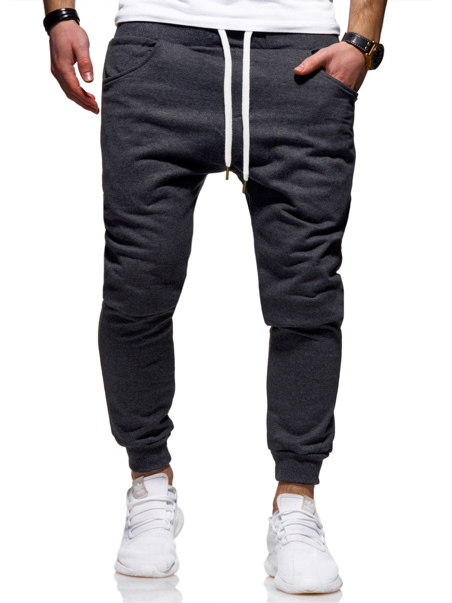 behype Sweathose JOGGERY im modernen Slim Fit-Schnitt dunkelgrau