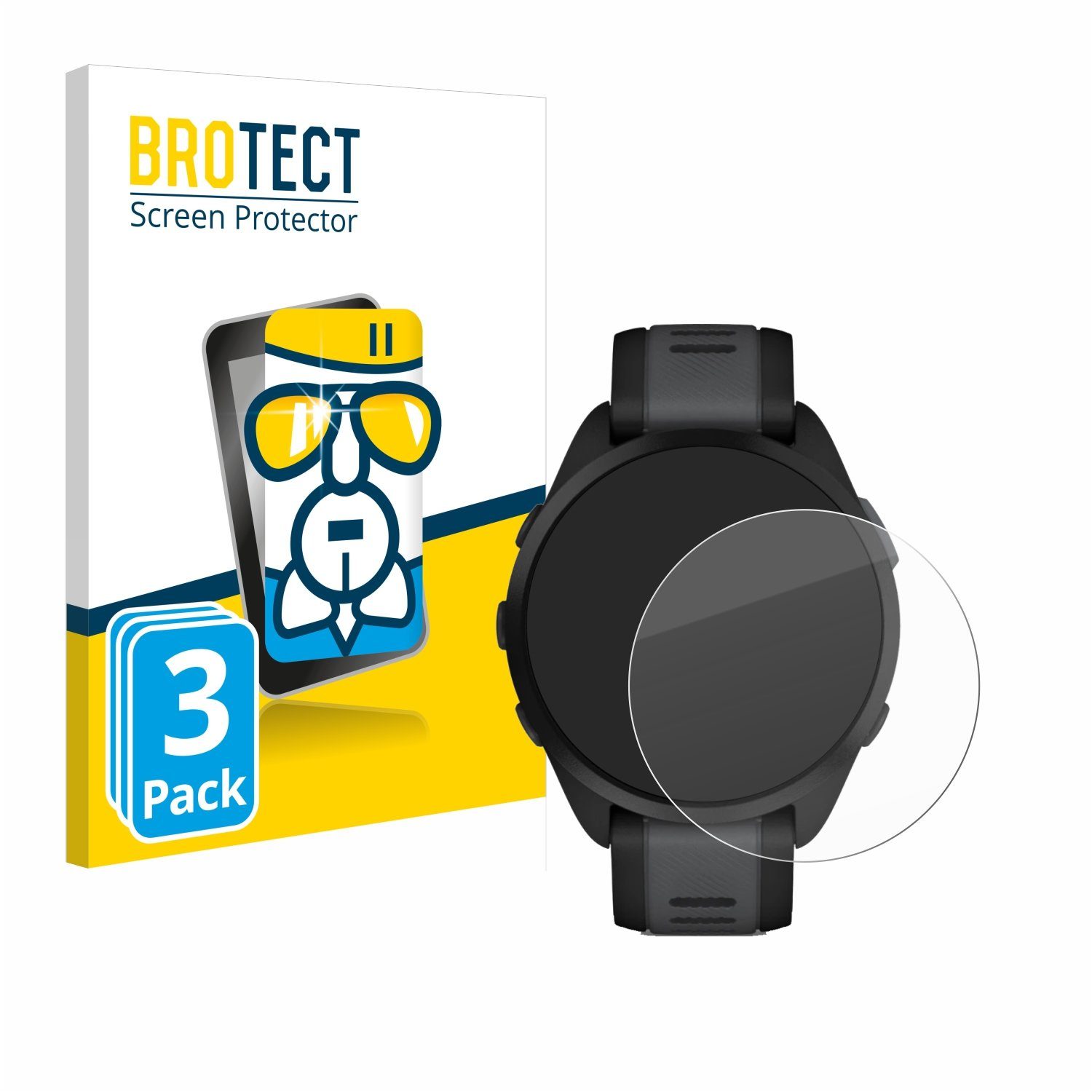 BROTECT Displayschutzglas Folie für Garmin Forerunner 165, 3 Stück, Schutzfolie Glas Panzer Display Schutz klar