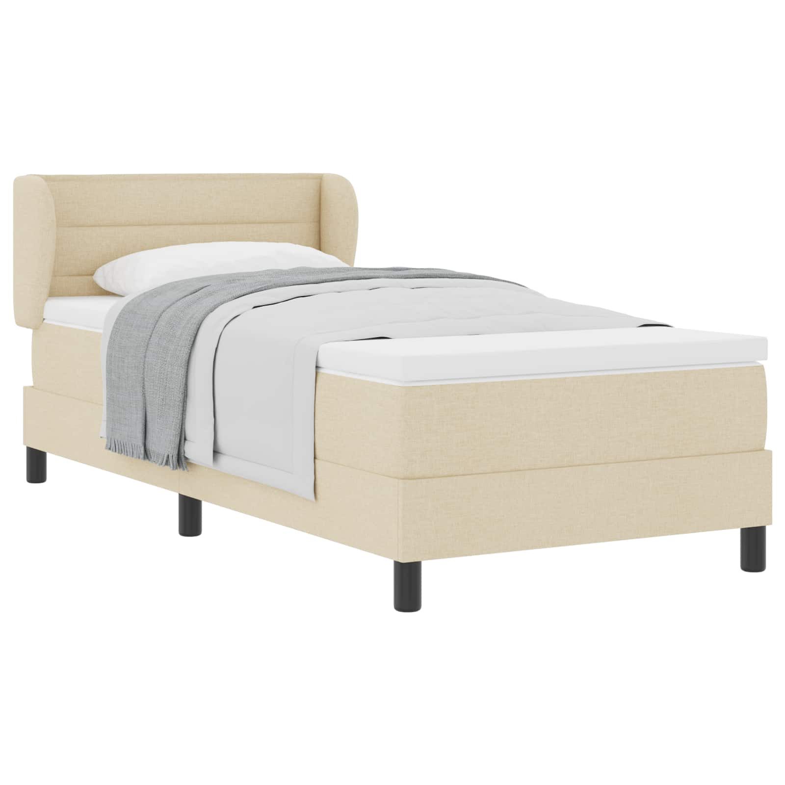 Bett Boxspringbett mit Matratze Creme 100 x 200 cm Stoff
