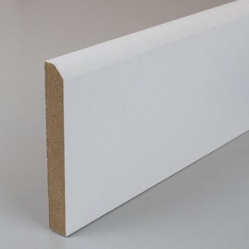 PROVISTON Sockelleiste MDF, 10 x 70 x 2000 mm, Weiß, Fußleiste, MDF foliert