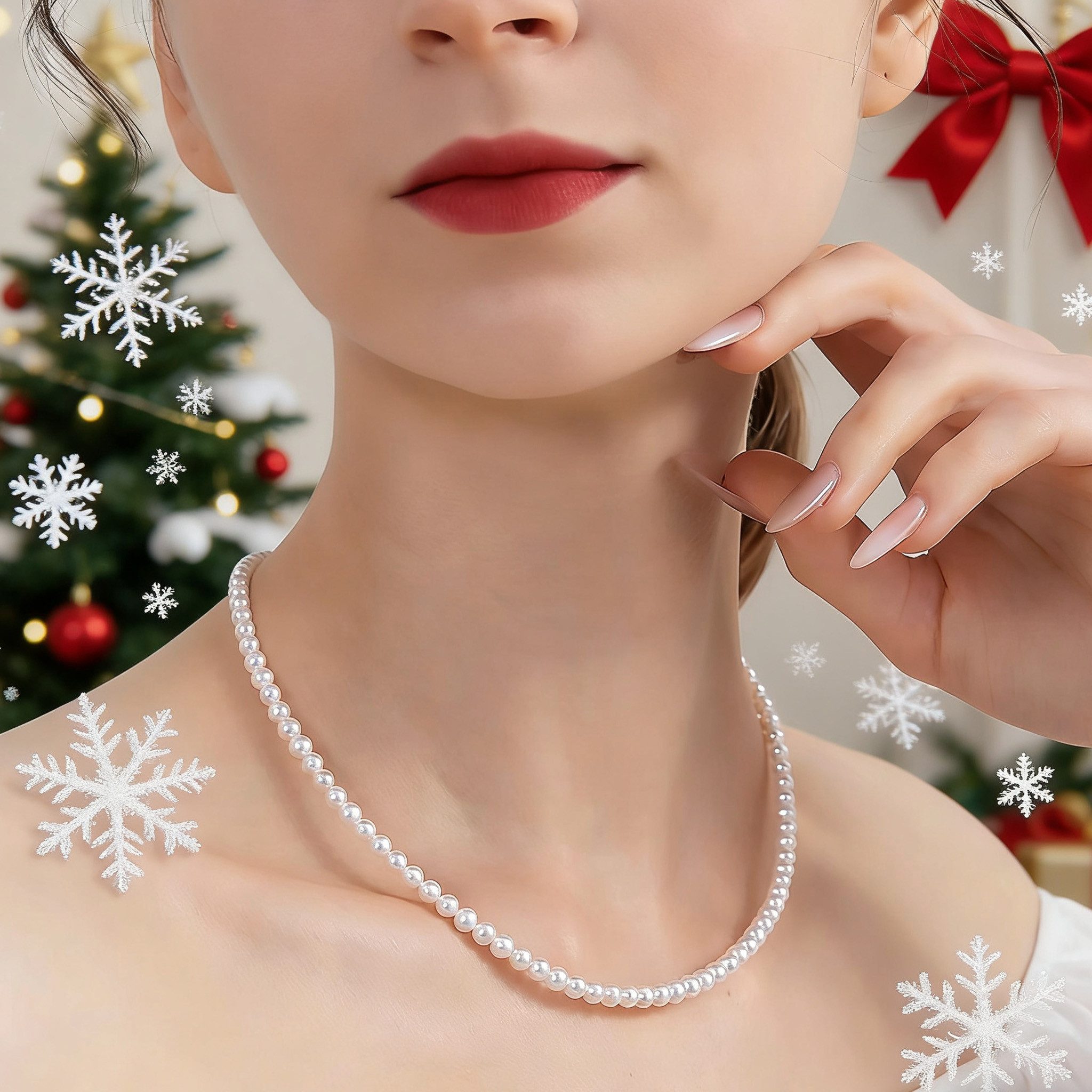 ibettertec Perlenketten-Set 4/5mm, 7/8mm, 9/10mm, Perlenketten-Set Sterling Silber Perlenkette (halskette silber 925, Choker Perle Halskette Set für Frauen Mädchen Dekorationen), Halskette, Armband, Ohrringe