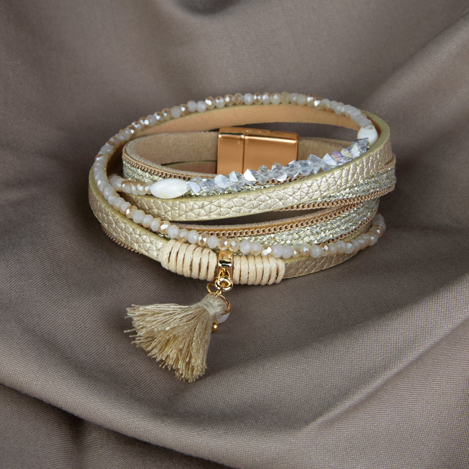 Nagel Jewellery Wickelarmband Darling silber & Princess gold, LikeLeather Armband aus Kunstleder, für Damen mit Magnetverschluss, vegan