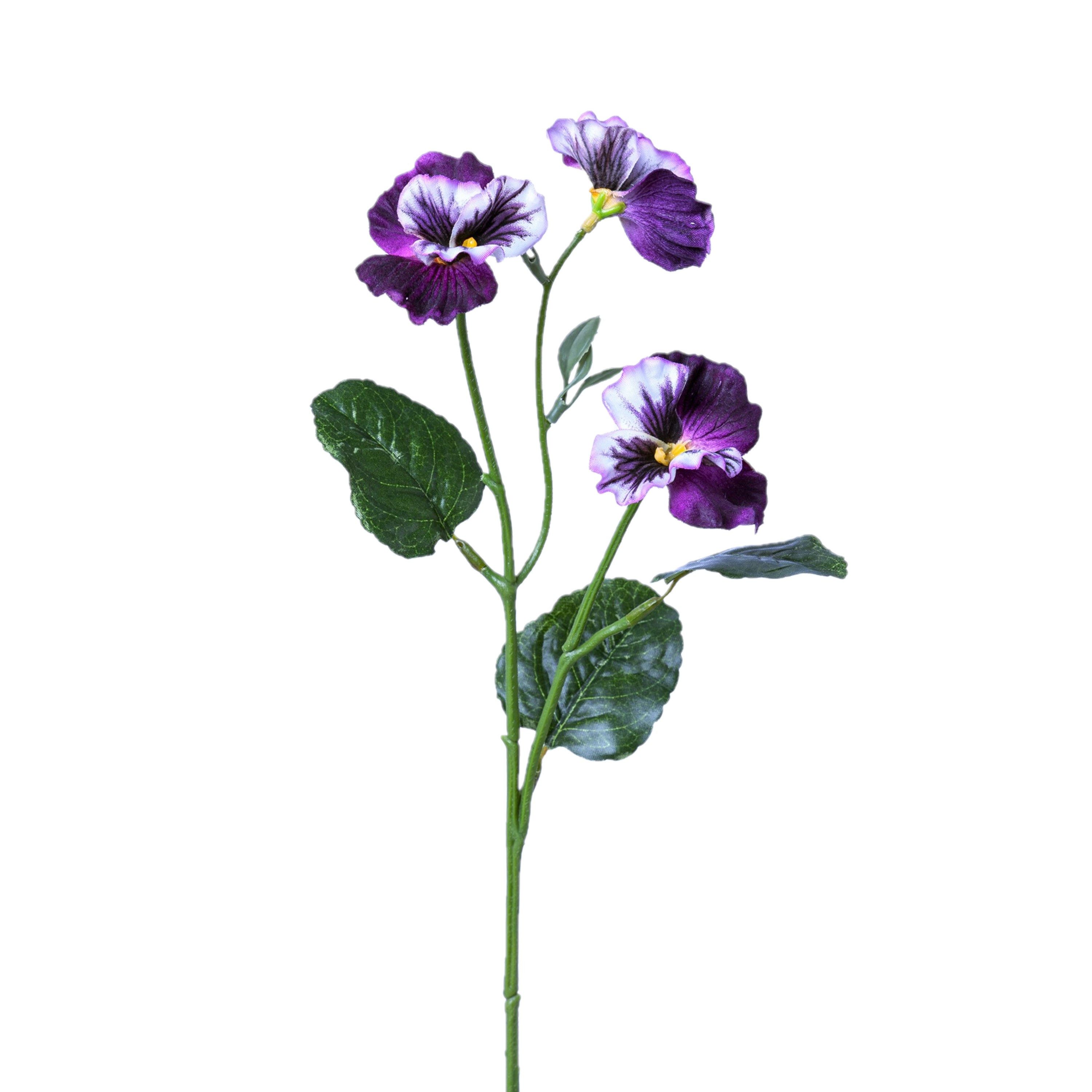 Kunstblume Künstliches Stiefmütterchen mit 3 Blüten ca. 46cm Veilchen. Lila, Gasper, Höhe 46.00 cm