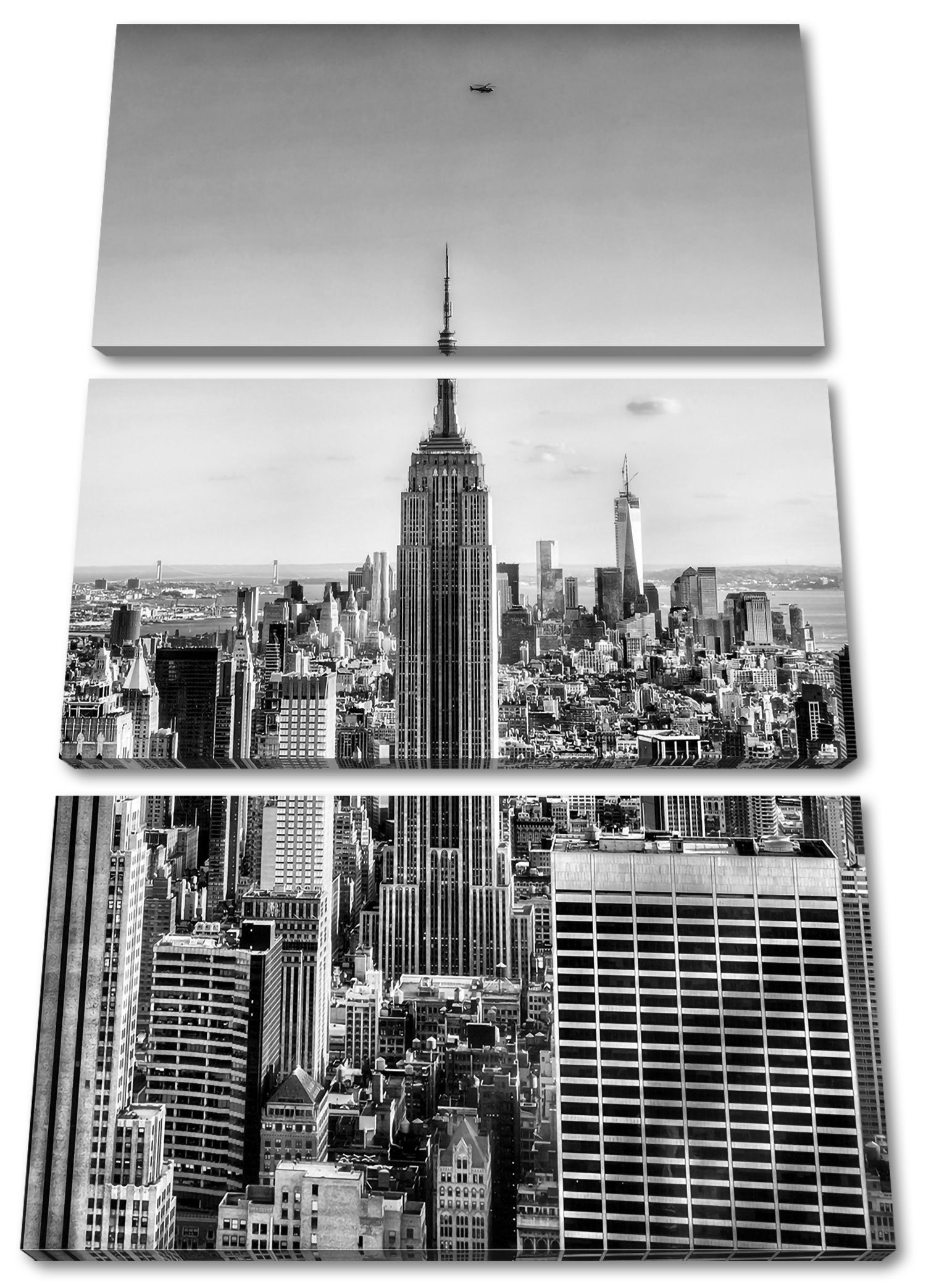 Pixxprint Leinwandbild Empire State Building in New York, Empire State Building in New York 3Teiler (120x80cm) (1 St), Leinwandbild fertig bespannt, inkl. Zackenaufhänger