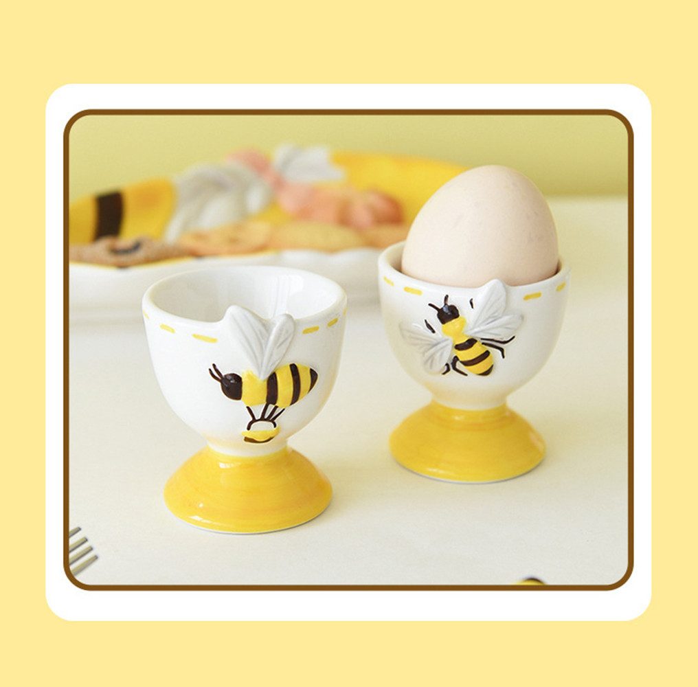 Jumpeak Eierbecher Keramik Eierbecher für weich hart gekochte Eier,Keramische Eierhalter, Gekochte Eier Frühstückseihalter,Eierbecher Porzellan,Ostergeschenk – Bild 2 von 5