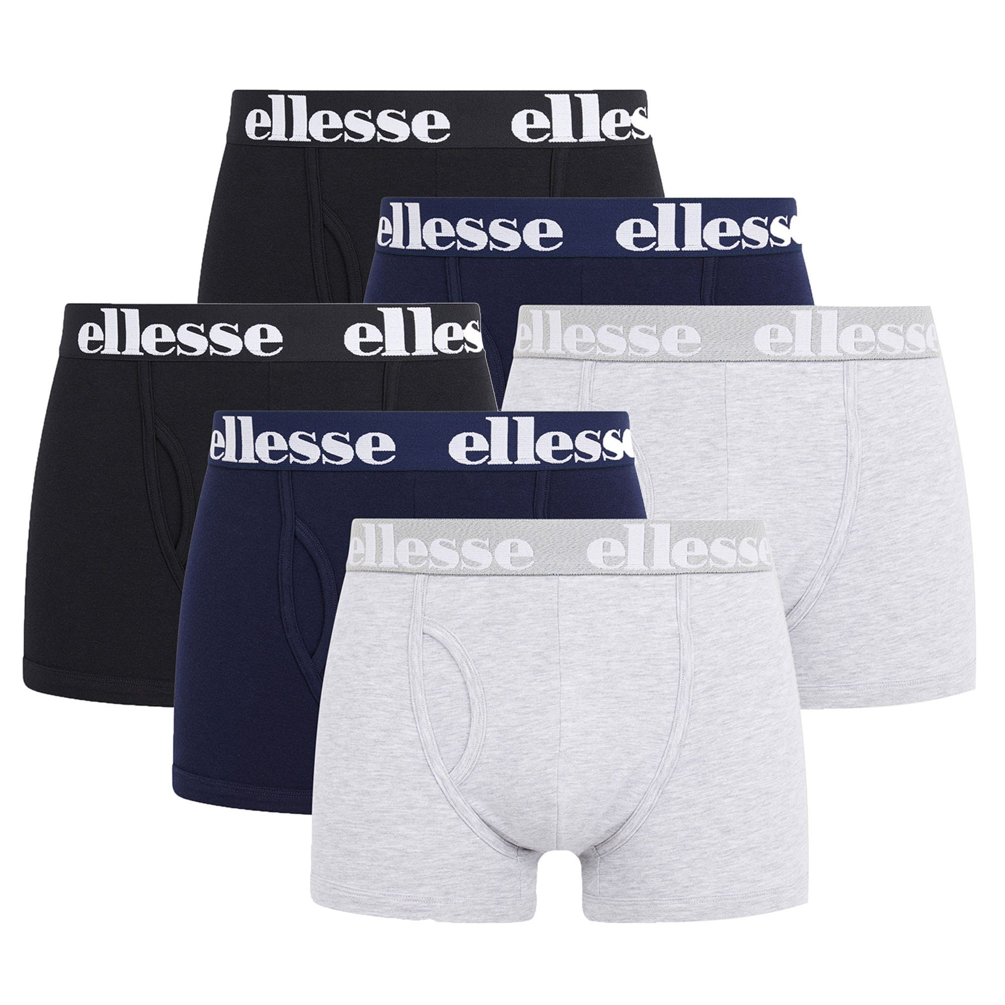 6er HALI, Boxer Fashion Ellesse - Herren Shorts Schwarz/Grau/Blau Boxer Pack