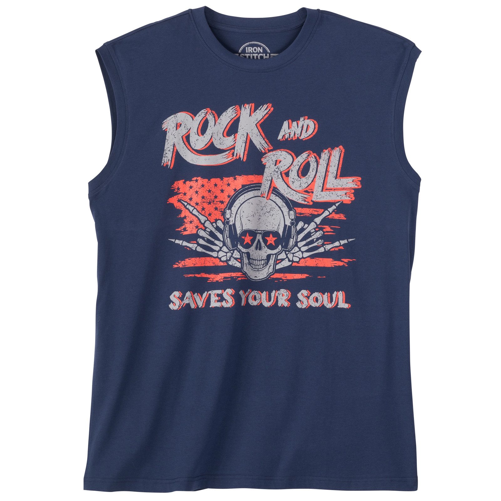 Iron Stitch Muscleshirt Iron Stitch Übergrößen Tanktop denimblau Rock Skull