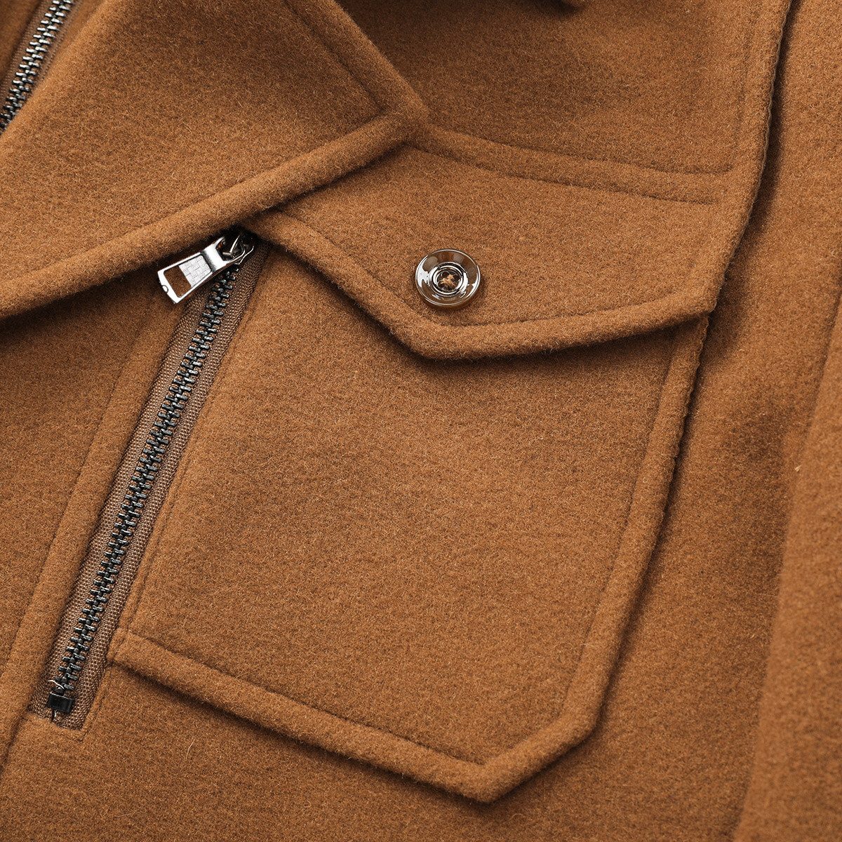Allthemen Kurzmantel Herren Slim Fit Wollmantel mit abnehmbarem Doppelkragen Wintermantel