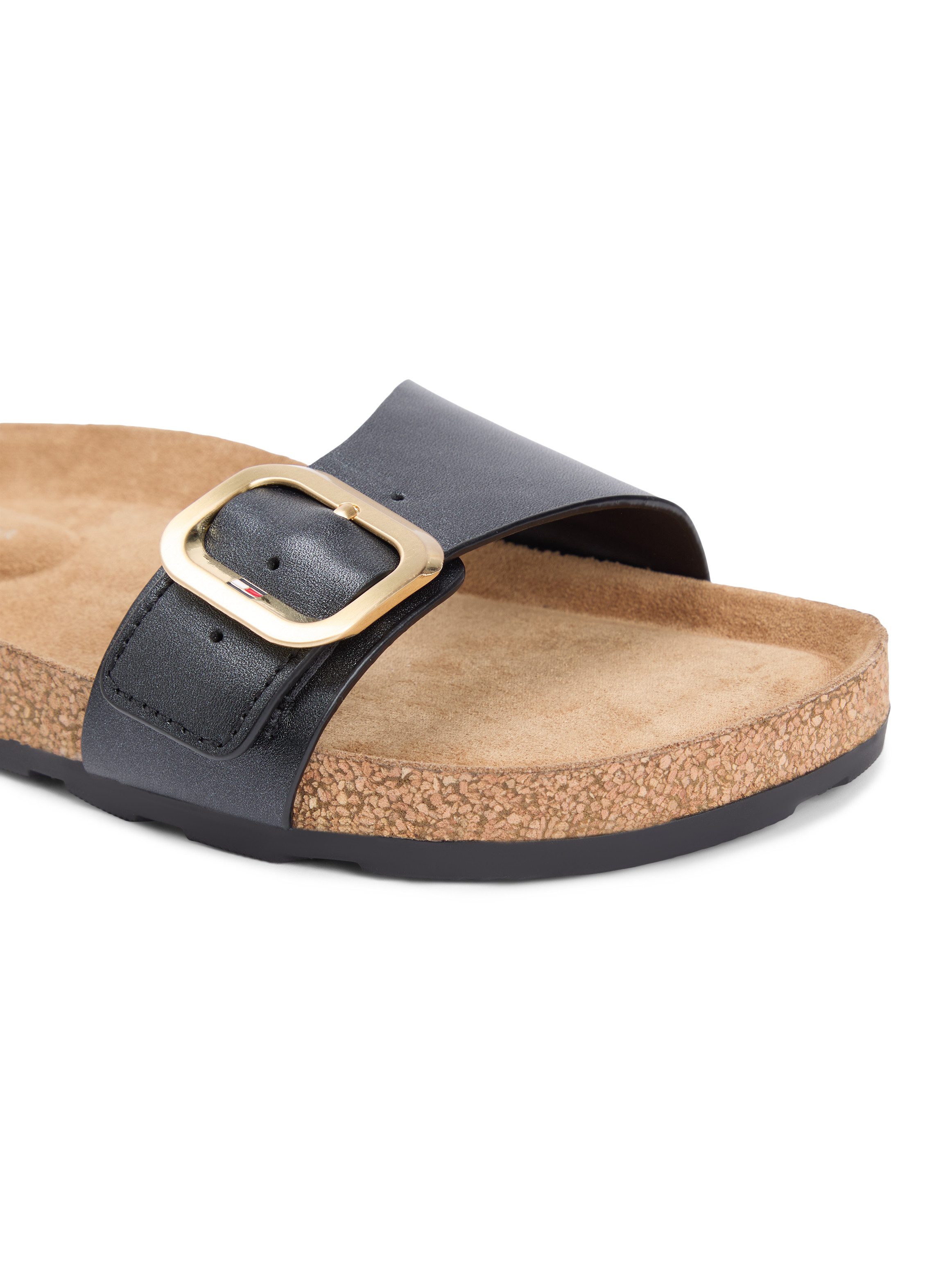 Tommy Hilfiger TH CLASSIC CORK SANDAL PEARL LTH Pantolette Strandschuh, Pool Slides, Flat mit Logoemblem