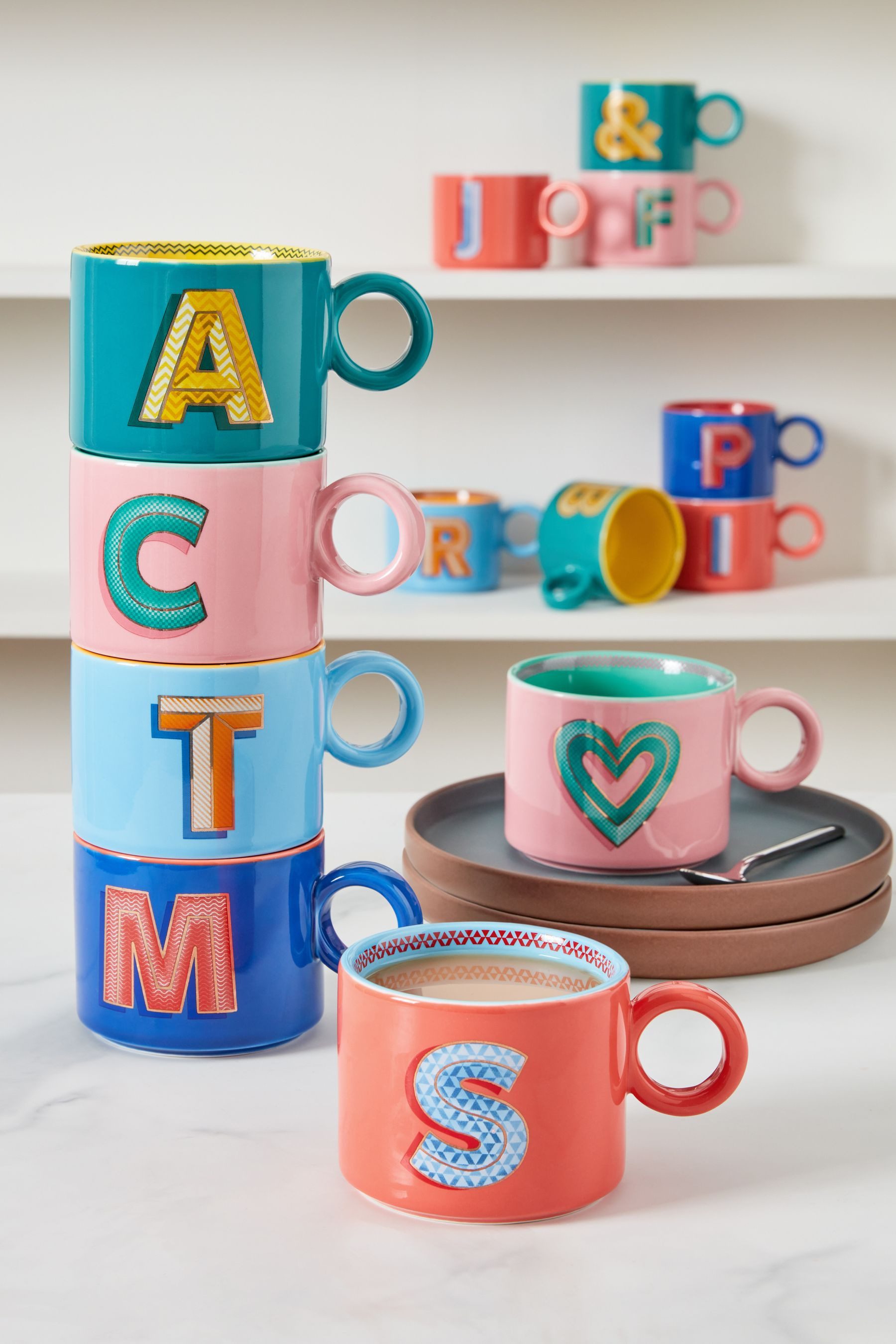 Next Becher Tasse mit Buchstaben-Motiv, 1-tlg., Steingut