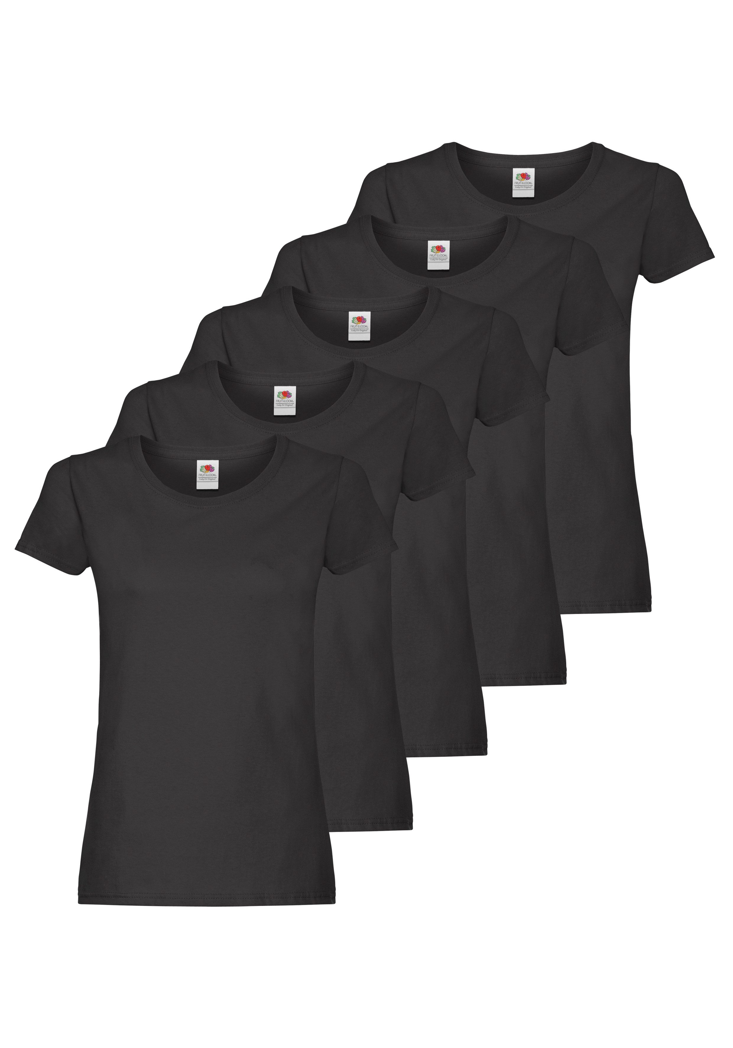 Fruit of the Loom Rundhalsshirt (Packung, 5-tlg) original T. LADY-FIT im 5e günstig online kaufen