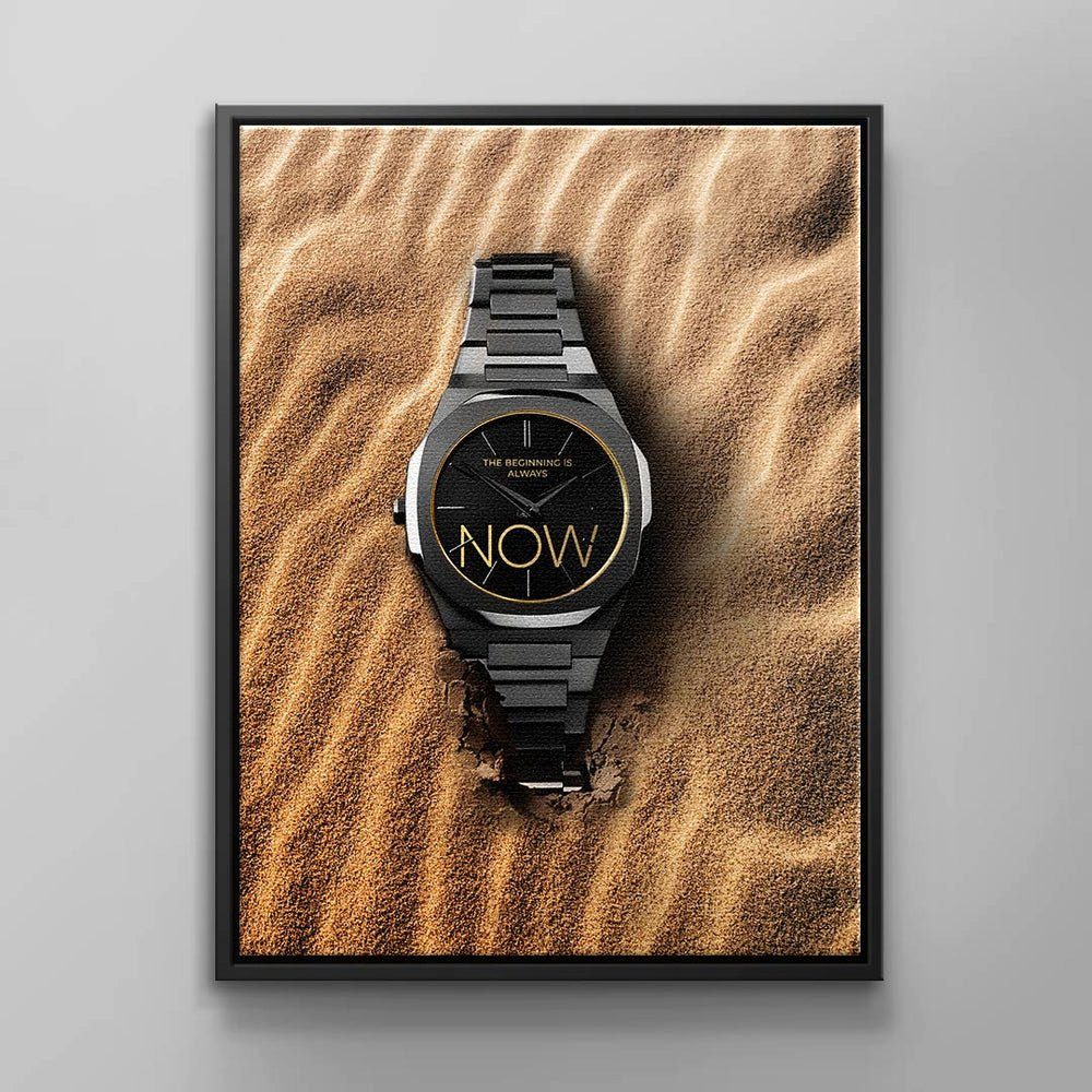 Leinwandbild Motiv SAND, DOTCOMCANVAS® Pure Uhren - weißer Attitude Leinwandbild, Premium Rahmen