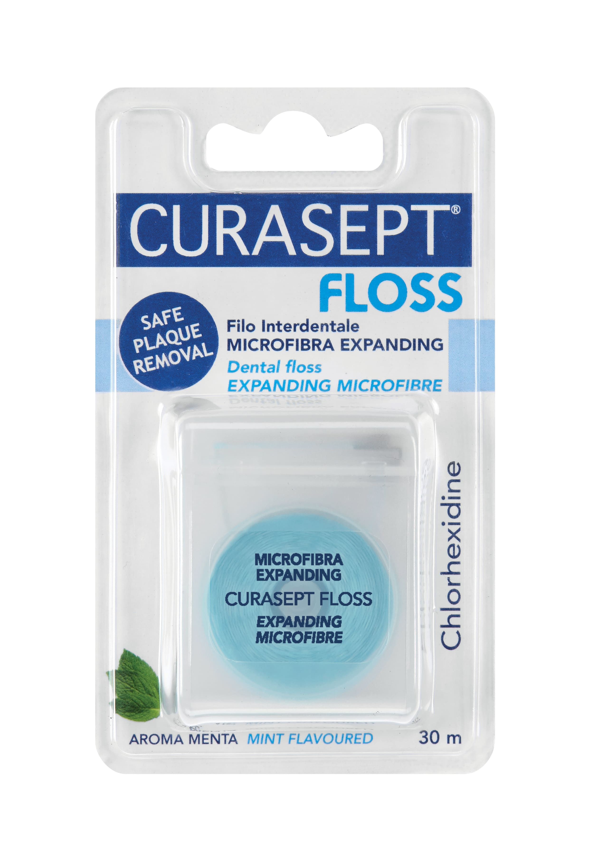 Curasept Zahnseide Curasept Expanding Floss Zahnseide mint mit CHX 30 m