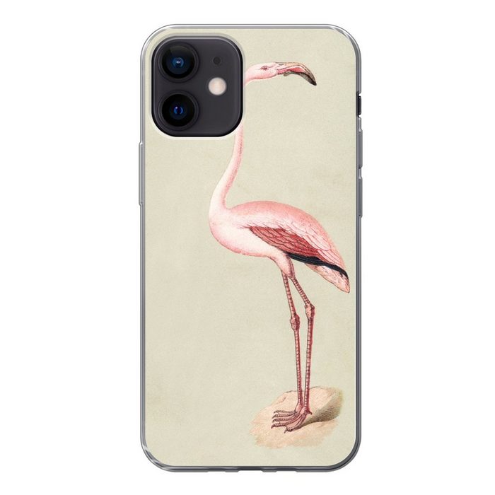 MuchoWow Handyhülle Antiker Vogel-Druck Flamingo Handyhülle Apple iPhone 12 Smartphone-Bumper Print Handy