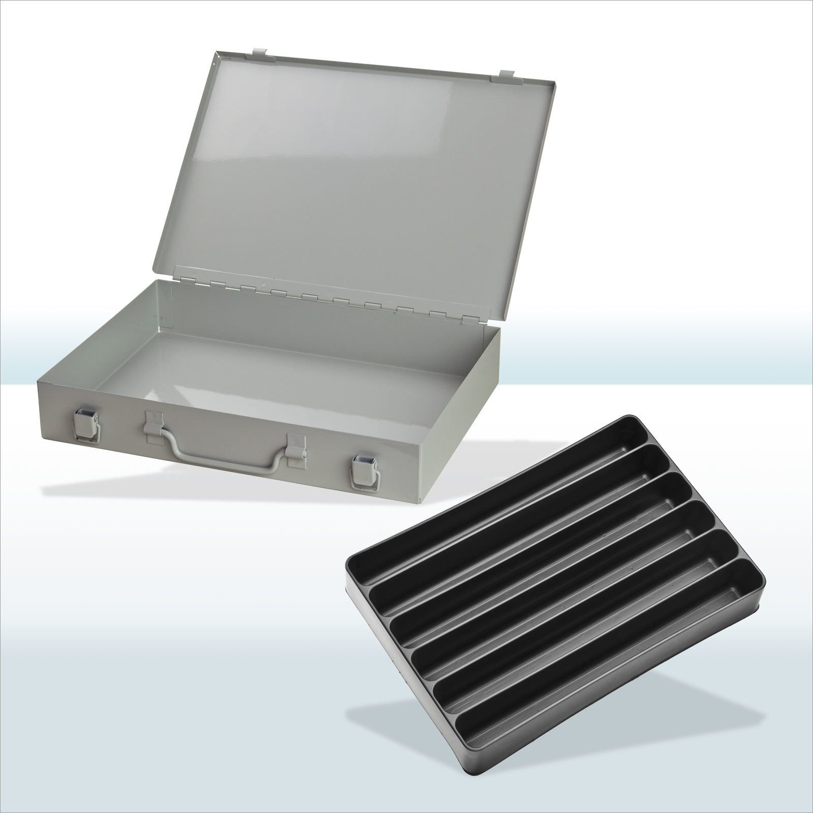 ADB Werkzeugkoffer ADB Werkzeugkofferset mit 6-fach Einteiler gleichlang, grau