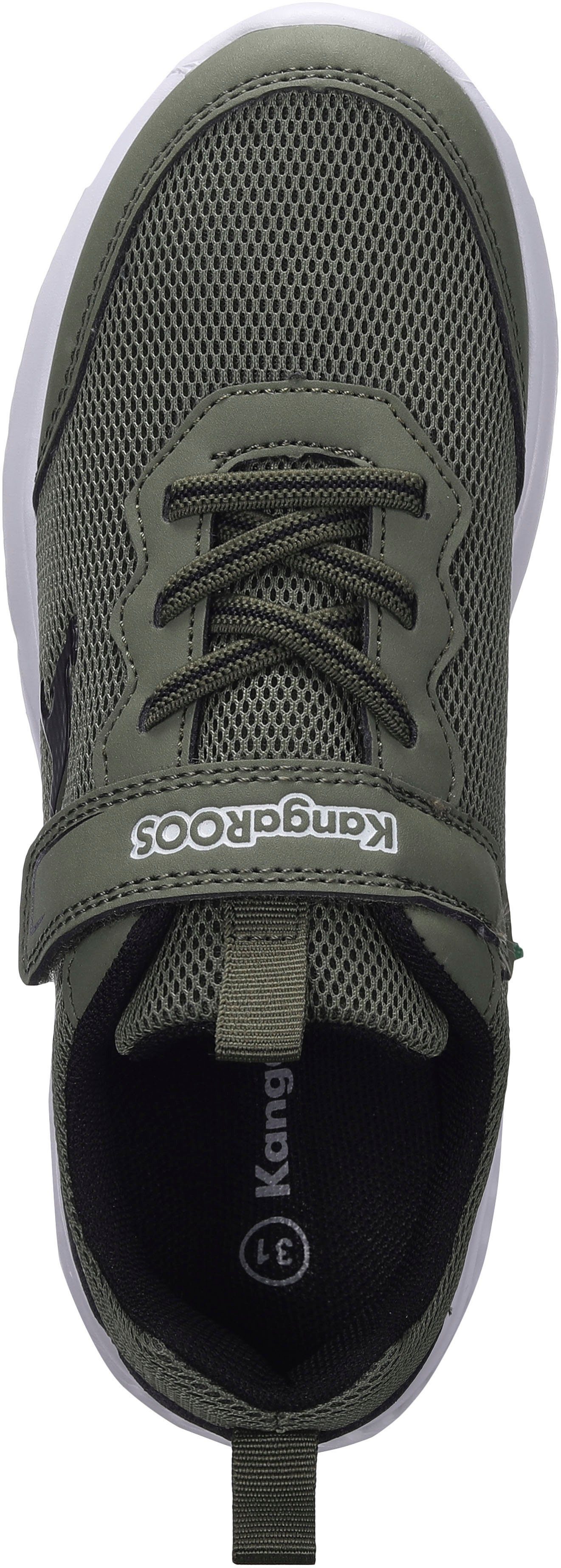 elastischen Klettverschluss KangaROOS olive Schnürsenkeln Sneaker KL-Rise EV mit und