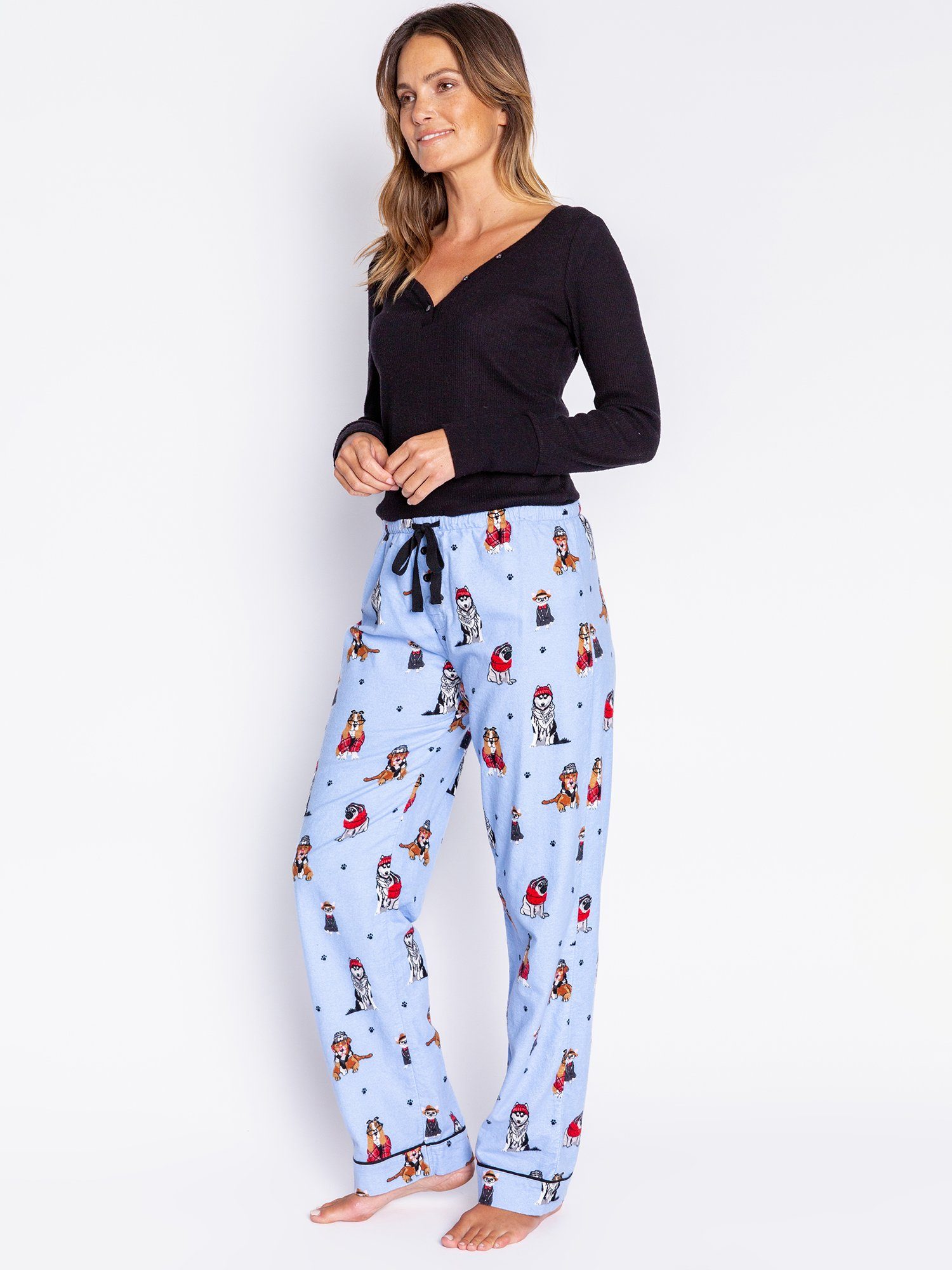 PJ Pyjamahose Flannels Salvage hellblau