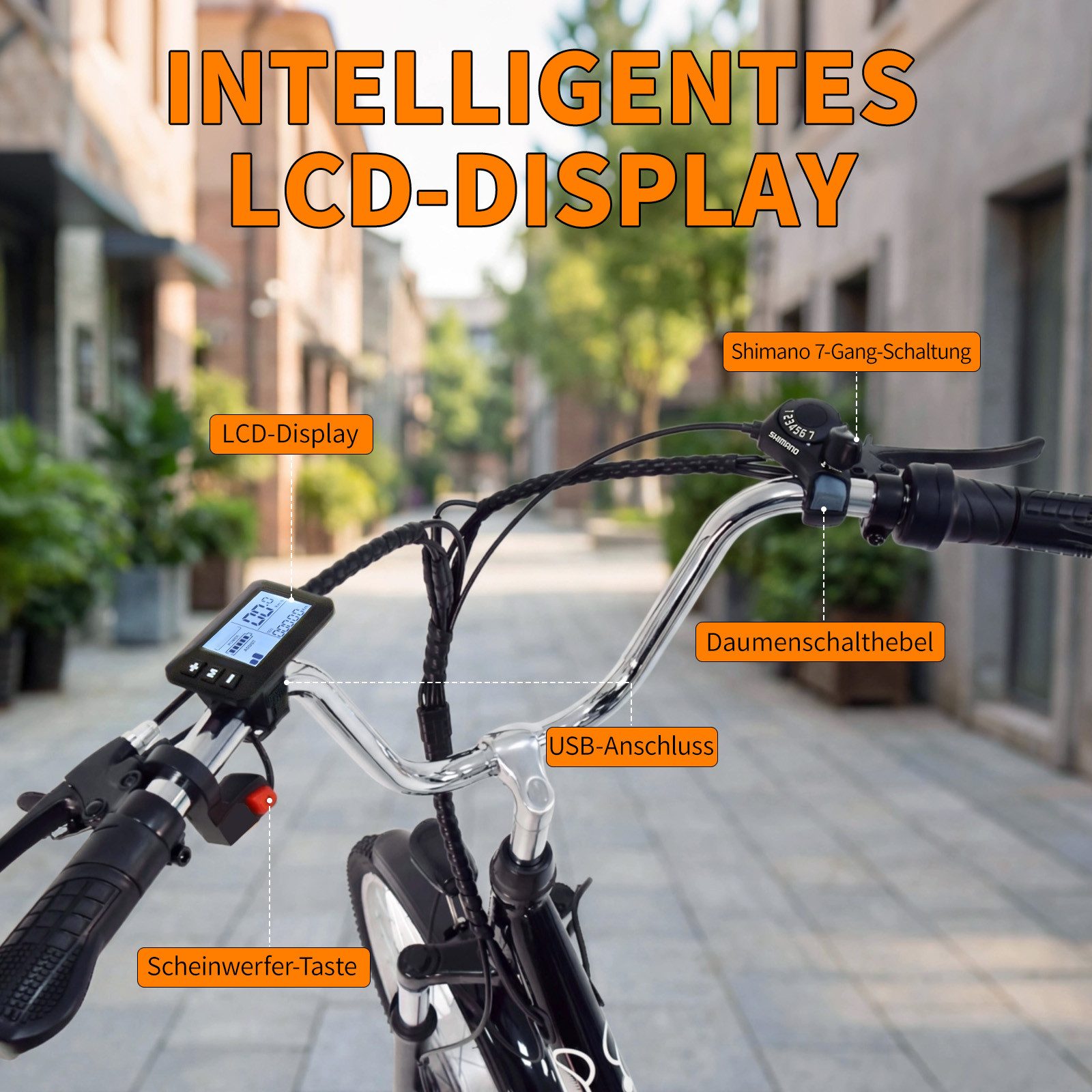 Vankel E-Bike Cityrad Damen u. Herren Elektro-Dreirad 24 Zoll 250W 540Wh 100km 3-Rad Pedelec, Kettenschaltung, Heckmotor, 648 Wh, (Beleuchtungsset mit Batterieladegerät, Batterieschlüssel, Werkzeug), Shimano 7-Gang Vorderradmotor Federgabel Cargobike 120kg Traglast