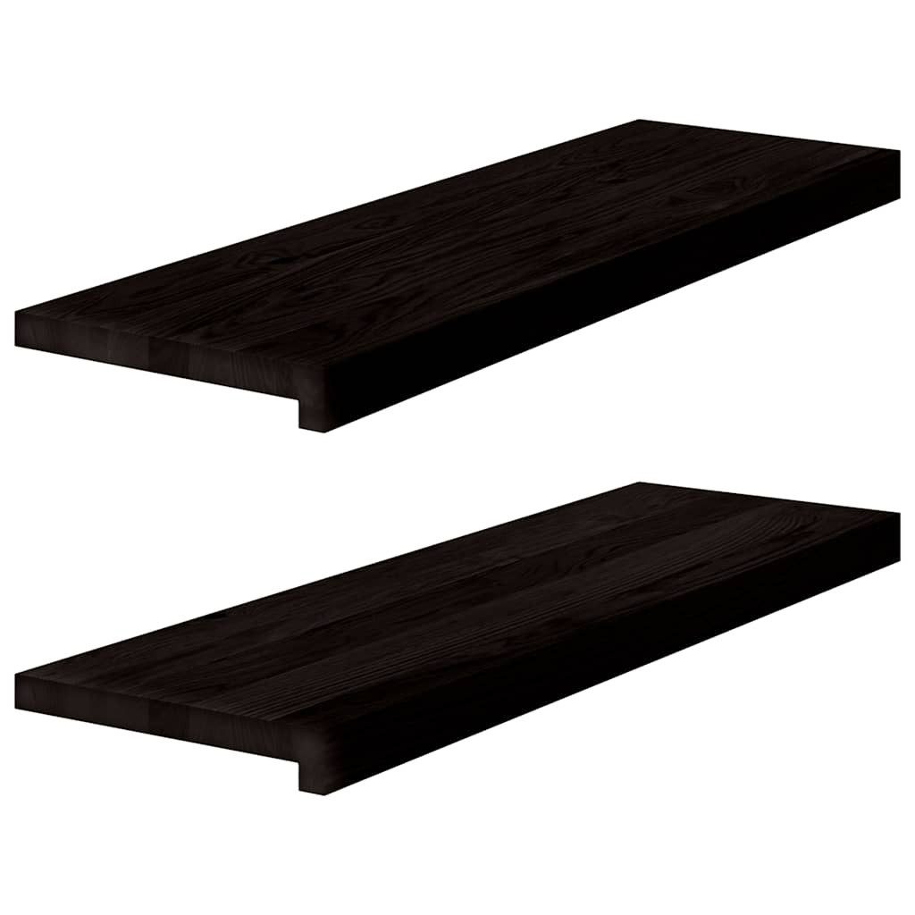 vidaXL Stufenmatte Treppenstufen 2 Stk. Braun-Schwarz 80x30x2 cm Massivholz Eiche, Hütte, Treppenstufen 2 Stk. Braun-Schwarz 80x30x2 cm Massivholz Eiche