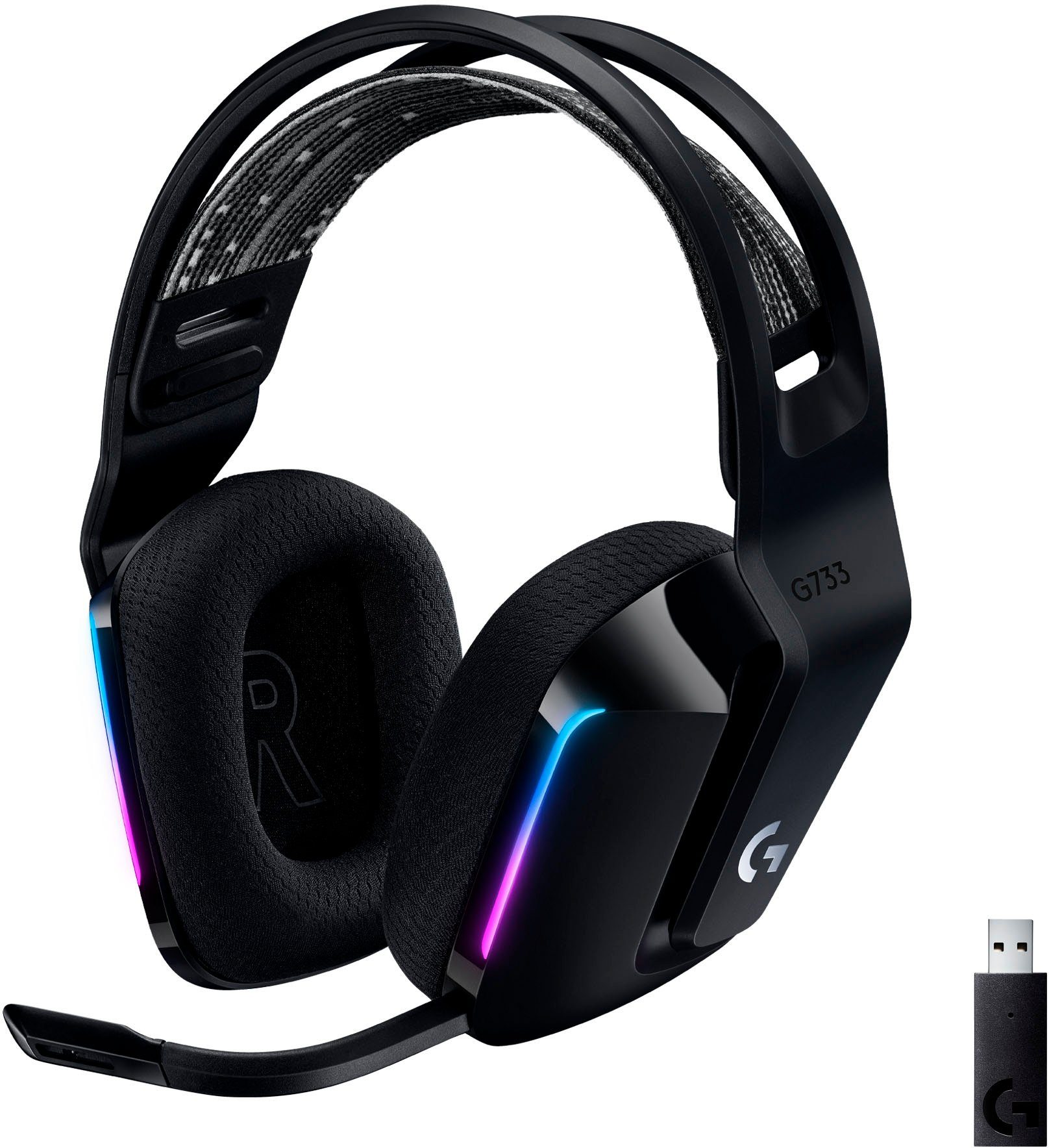 schwarz LIGHTSPEED RGB WLAN G Logitech abnehmbar, Gaming-Headset Wireless G733 (WiFi) (Mikrofon