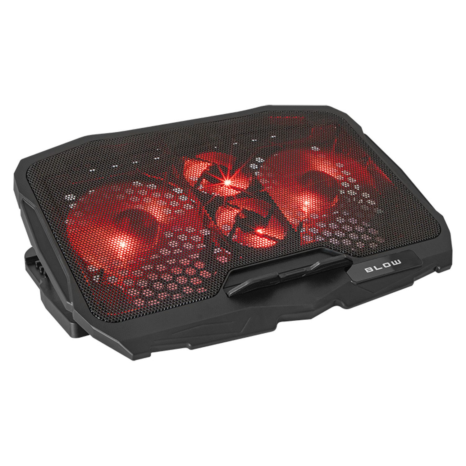 BLOW Notebook-Kühler Laptop-Kühlständer 4 Lüfter, Hurricane - rote Beleuchtung, integrierter USB-Hub