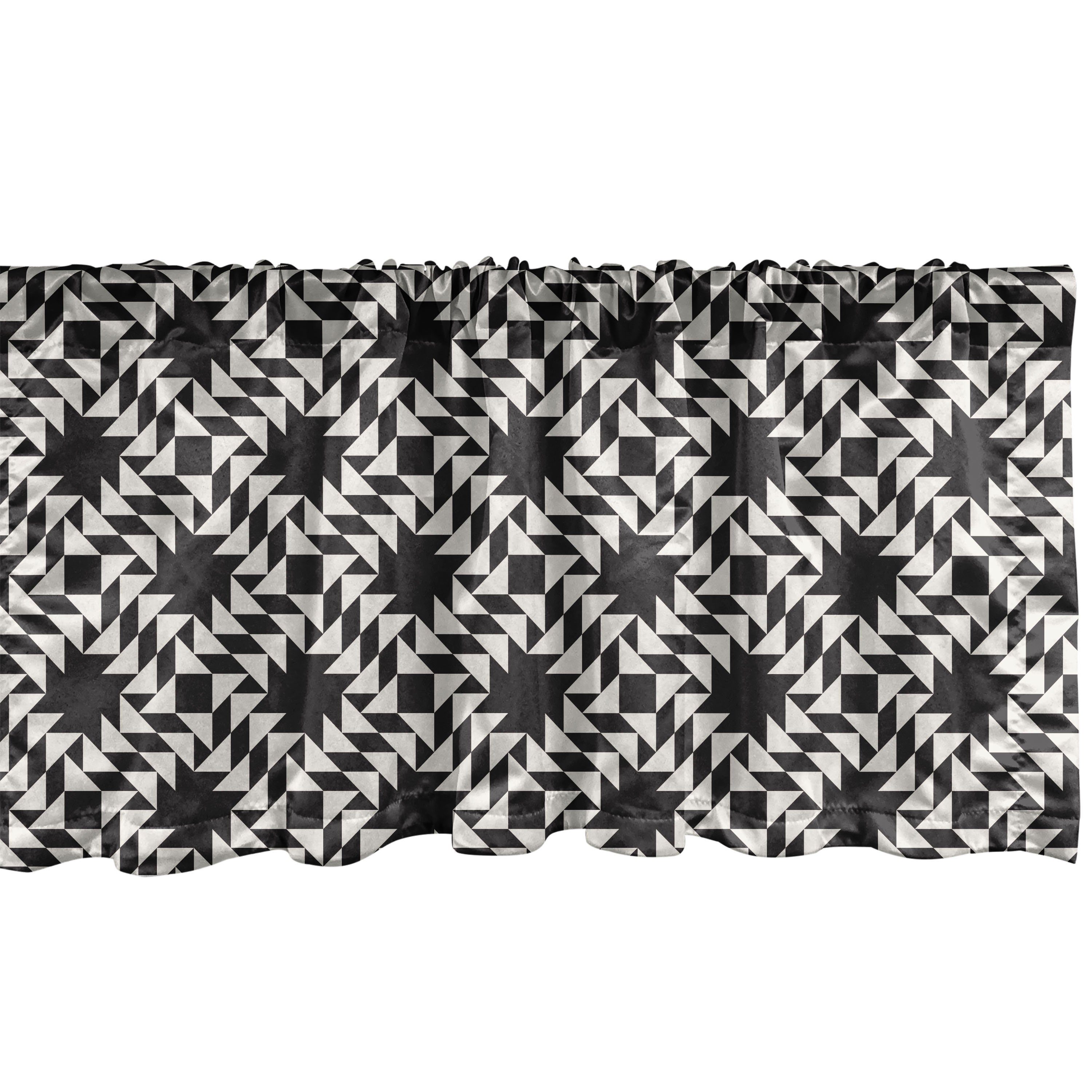 Scheibengardine Vorhang Volant für Küche Schlafzimmer Dekor mit Stangentasche, Abakuhaus, Microfaser, Geometrisch Dreiecksform | Scheibengardinen