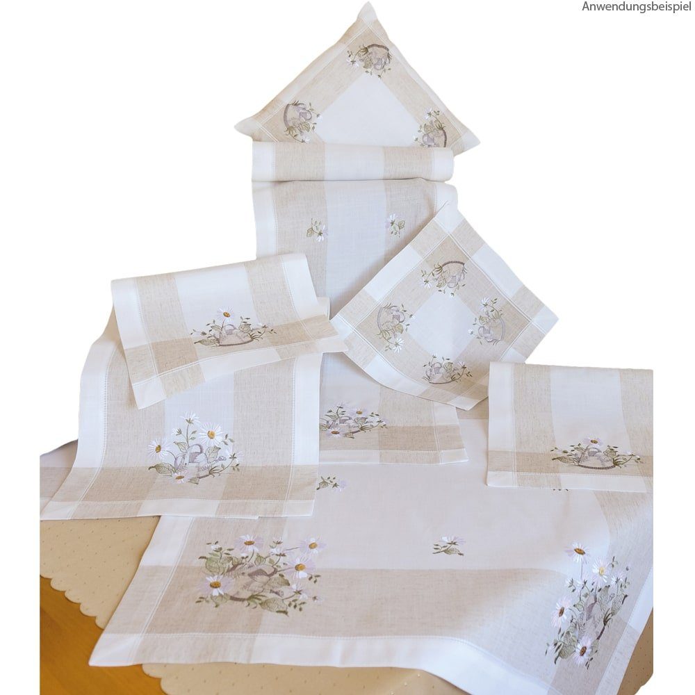 Kissenbezüge Kissenhülle matches21 40x40 Stickerei HOME Streifen HOBBY beige cm, (1 Blüten Stück) & bunte