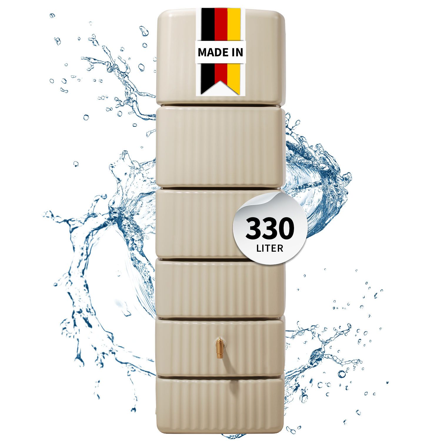 4rain Regentonne SLIM Wandtank 330 Liter sandbeige
