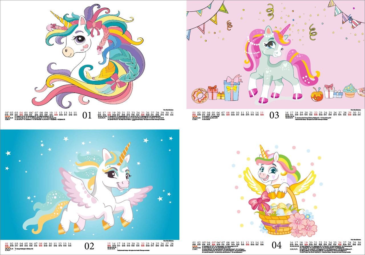 Thumbnail - Seelenzauber Wandkalender Einhornzauber DIN A4 Kalender für 2026 Dinosaurier - Seelenzauber