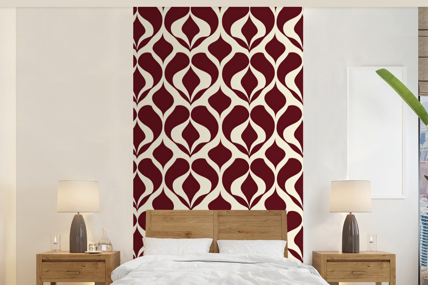 MuchoWow Fototapete Rot - Tropfenmuster - Grafik, Matt, bedruckt, Vliestapete für Wohnzimmer Schlafzimmer Küche, Fototapete, 120x240 cm