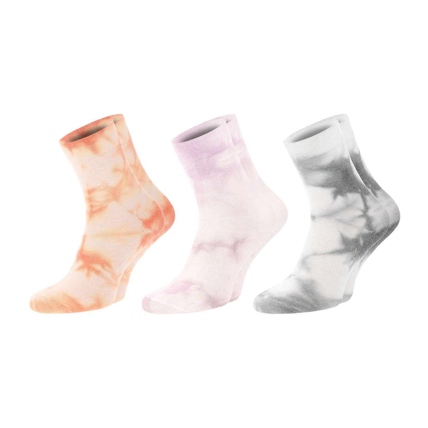 Freizeitsocken BATIK Socken für Damen aus Baumwolle in aprikot, lila, grau
