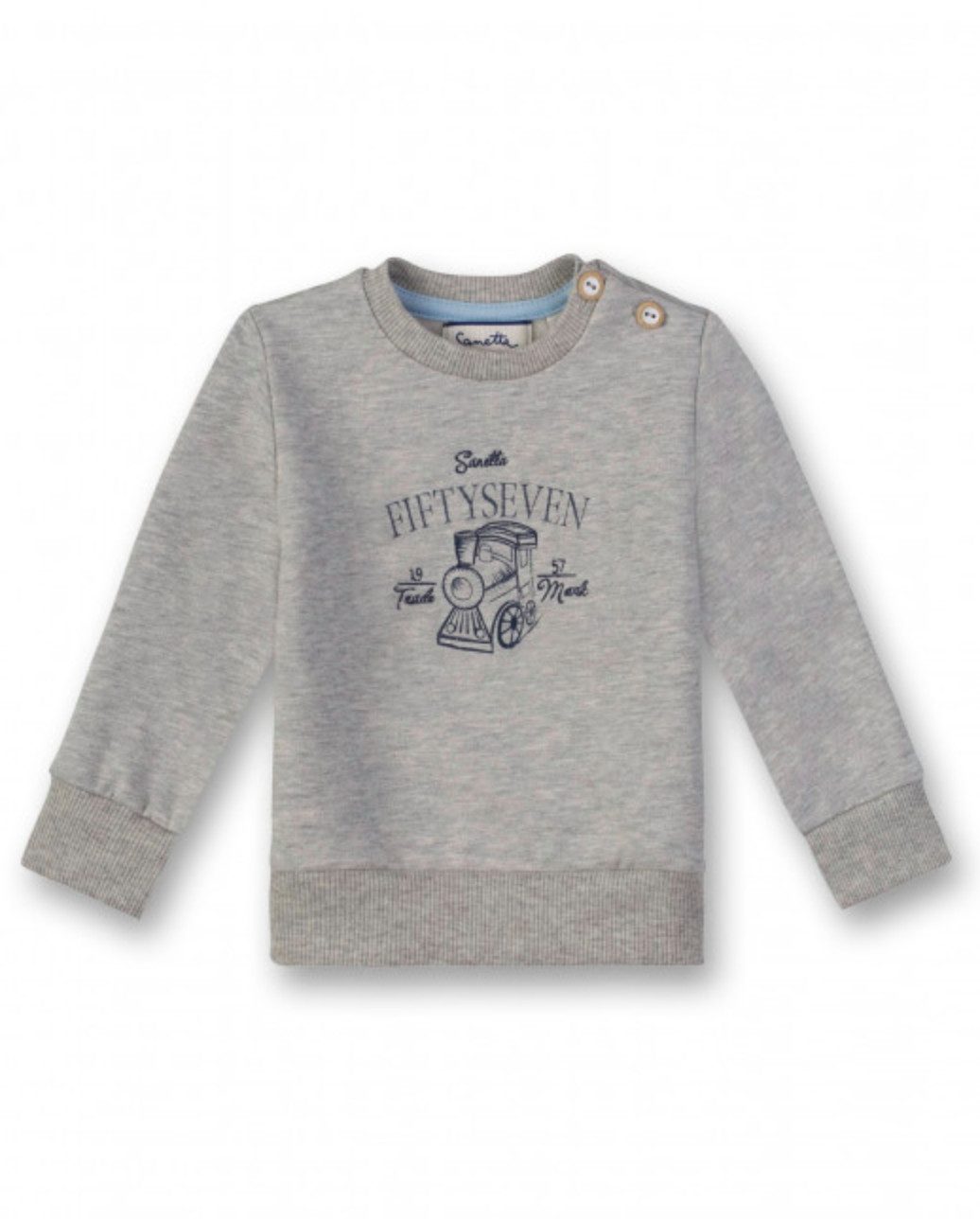 Sweater Baby Sweatshirt Jungen Bio Baumwolle angeraut grau mit Print
