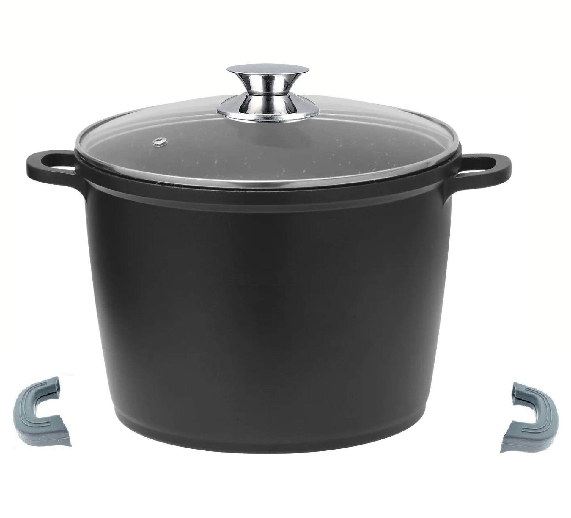 Cheffinger Kochtopf Kochtopf Topf Kasserolle Glasdeckel Aluguss Induktion Ø28cm, Material: Aluminium, Stahl, Glas (Set bestehend aus 1 Topf und 1 Deckel)