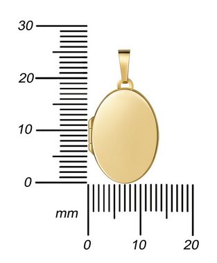 JEVELION Medallionanhänger Goldmedaillon Anhänger zum Öffnen aufklappbar 585 Gelbgold 2 Fotos (Bilder Amulett, für Damen und Mädchen), Mit Kette vergoldet - Länge wählbar 36 - 70 cm oder ohne Kette.