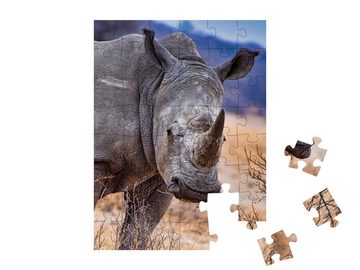 puzzleYOU Puzzle Breitmaulnashorn, Khama Rhino Sanctuary, Botswana, 48 Puzzleteile, puzzleYOU-Kollektionen Safari, Nashörner, Tiere in Savanne & Wüste