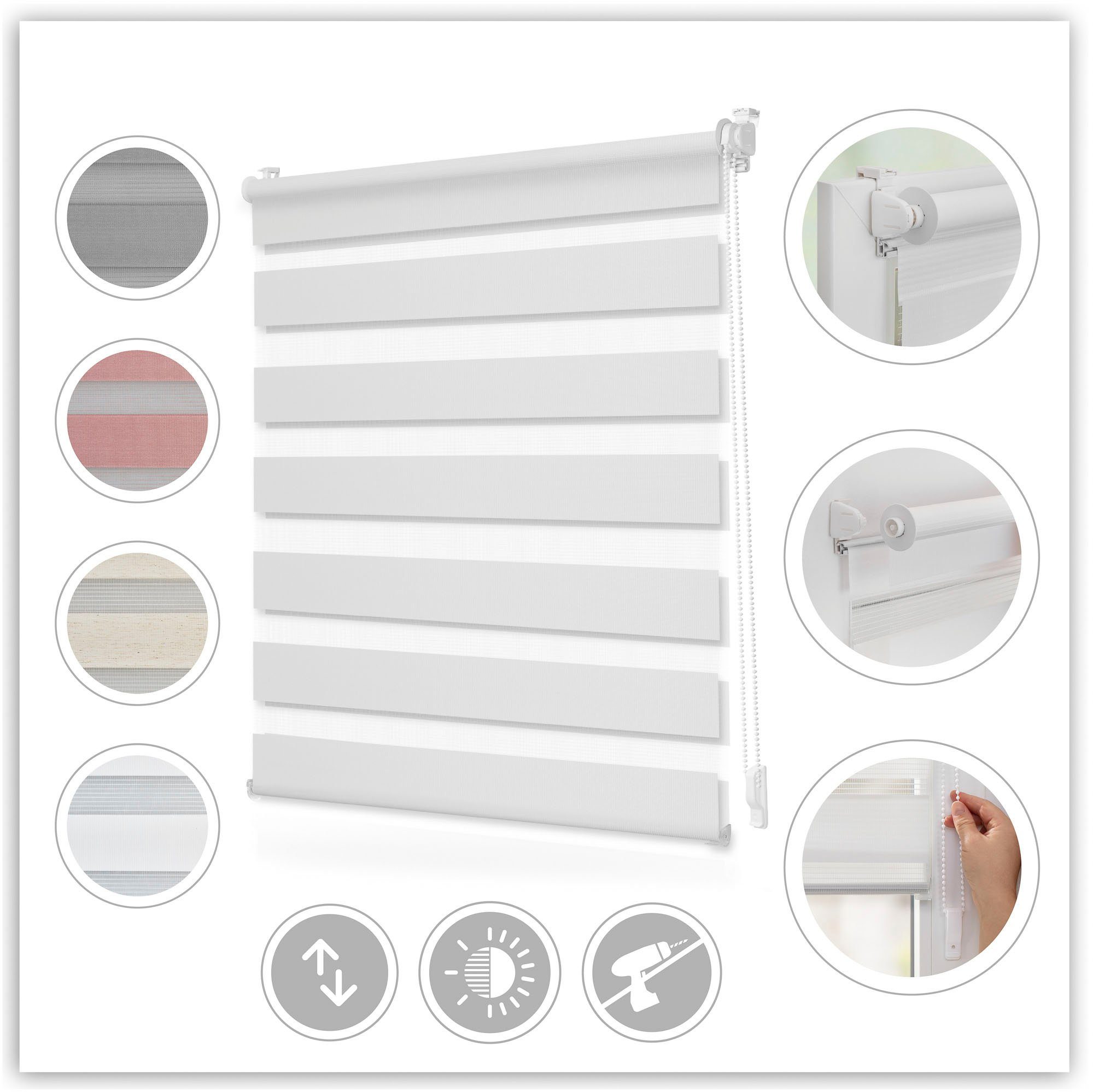 Doppelrollo Duo-Rollo Klemmfix, ohne Bohren, blickdicht, LICHTBLICK ORIGINAL, Lichtschutz, ohne Bohren, freihängend, Klemmfix, einfache Montage des Роллы