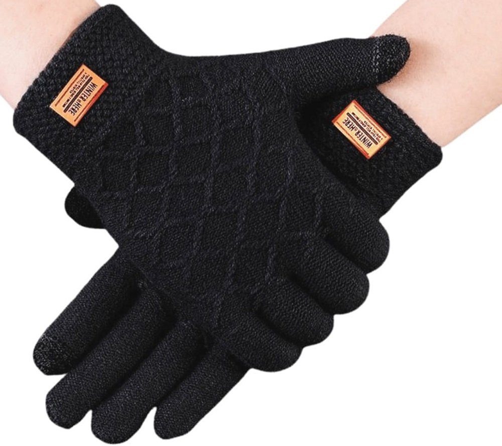 Lycille Strickhandschuhe elegante und warme Männer-Handschuhe mit Muster innen gefüttert (1 Paar) sportliches und elegantes Design, Touchscreen geeignet, wärmend