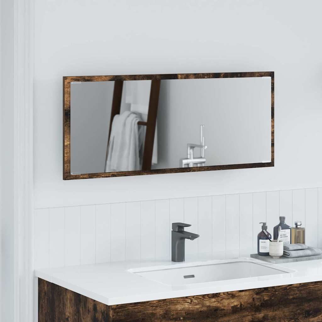 vidaXL Badezimmerspiegelschrank Spiegel Geräucherte Eiche 90 x 8,5 x 37 cm Holzwerkstoff (1-St)