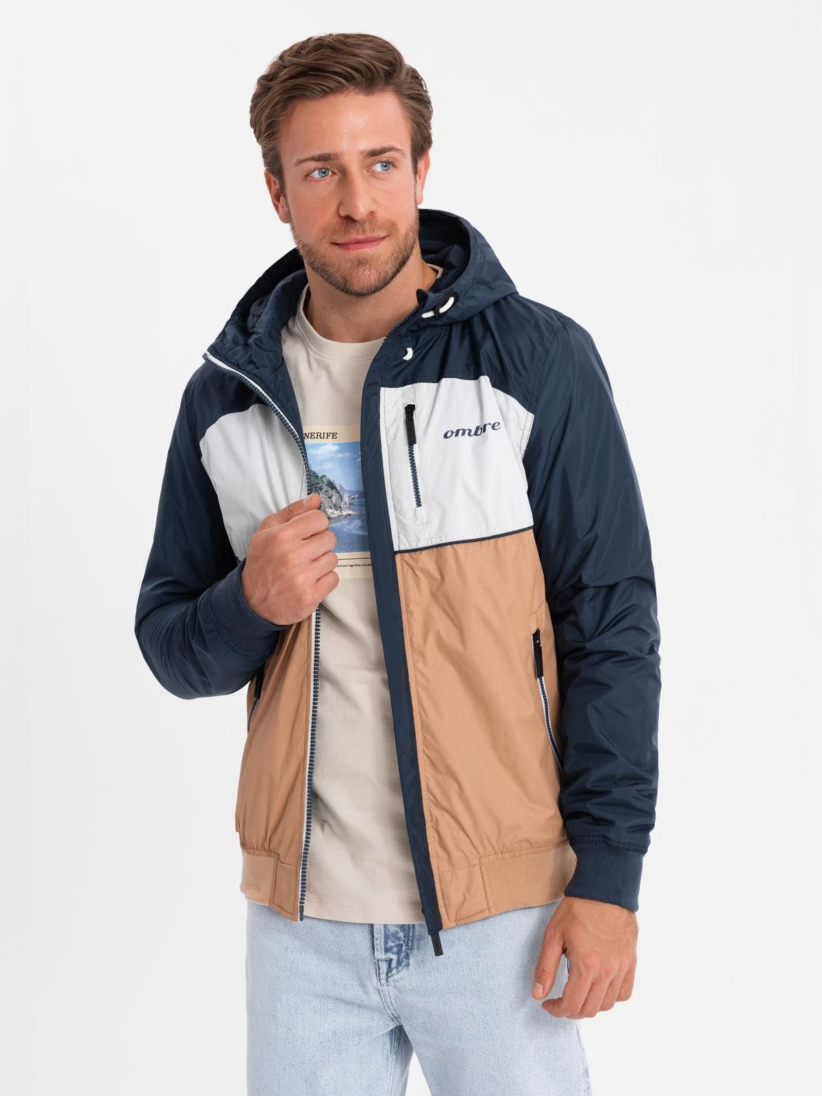 OMBRE Allwetterjacke Leichte farbige Herren-Sportjacke mit Fleece günstig online kaufen