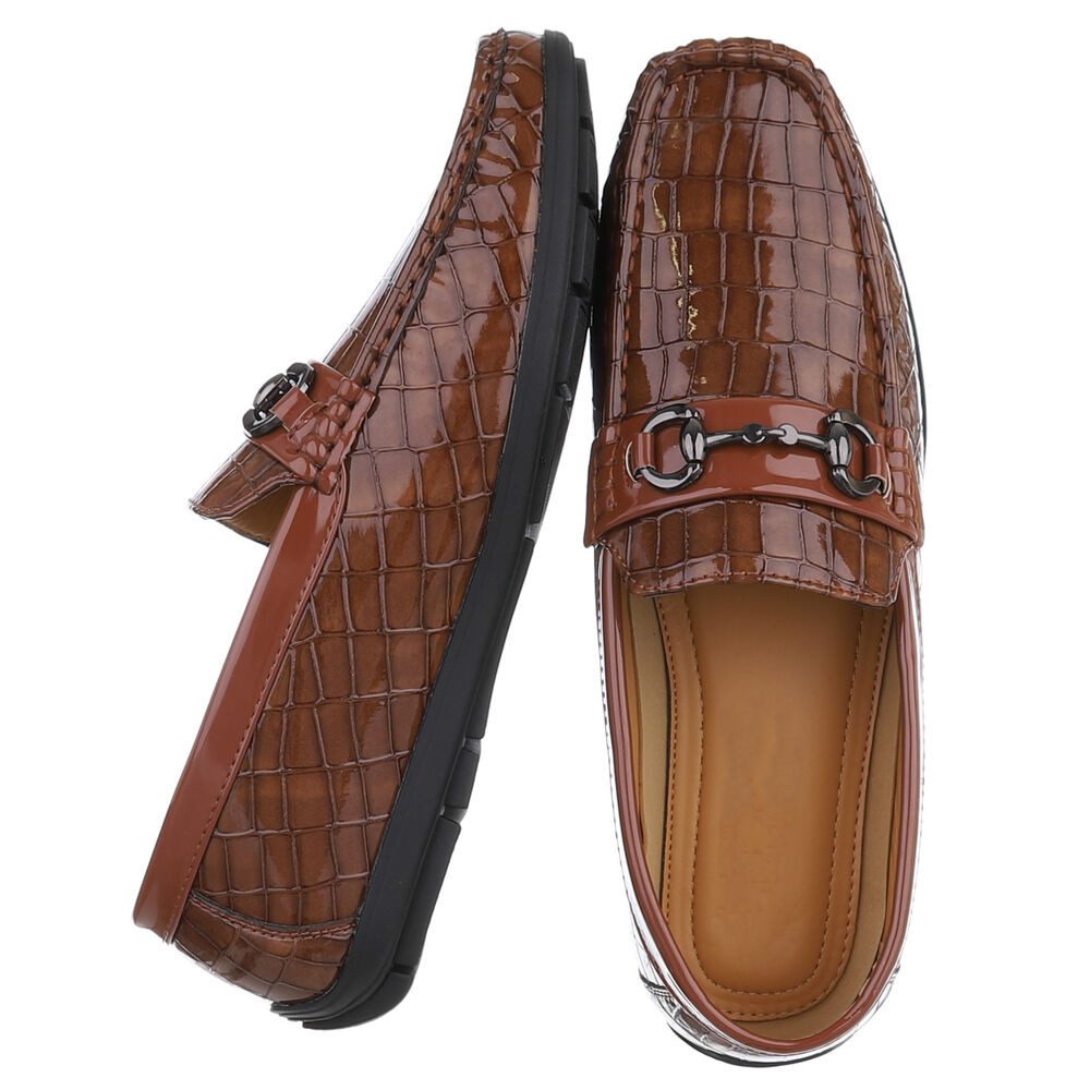 Coolwalk Eleganter Mokassin mit Kroko-Prägung für Herren Slipper (90112449) Flach Slipper in Camel