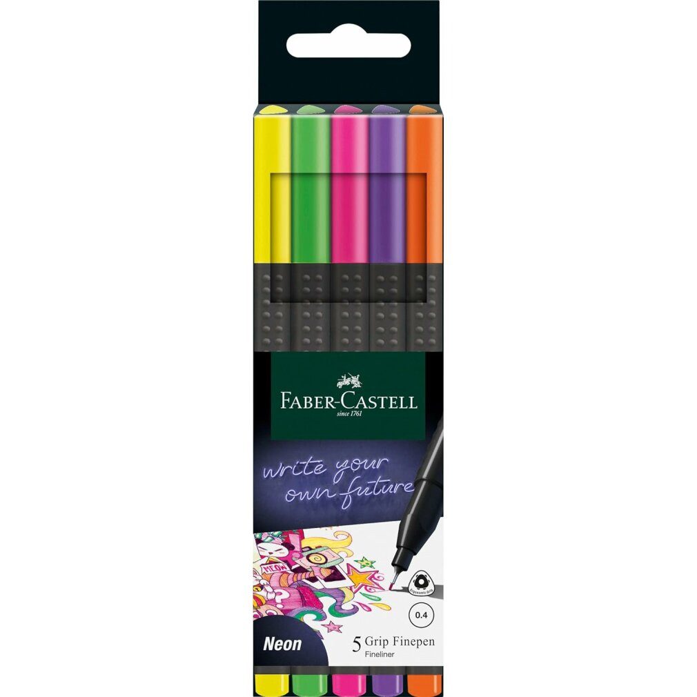 Faber-Castell Fineliner Grip Finepen neon (Kartonverpackung)