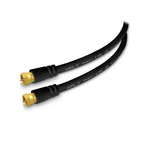 ARLI schwarz TV-Kabel, F-Stecker, F Stecker (100 cm), 1m Anschlusskabel HD Satkabel vergoldet 135 dB Sat Kabel Digital