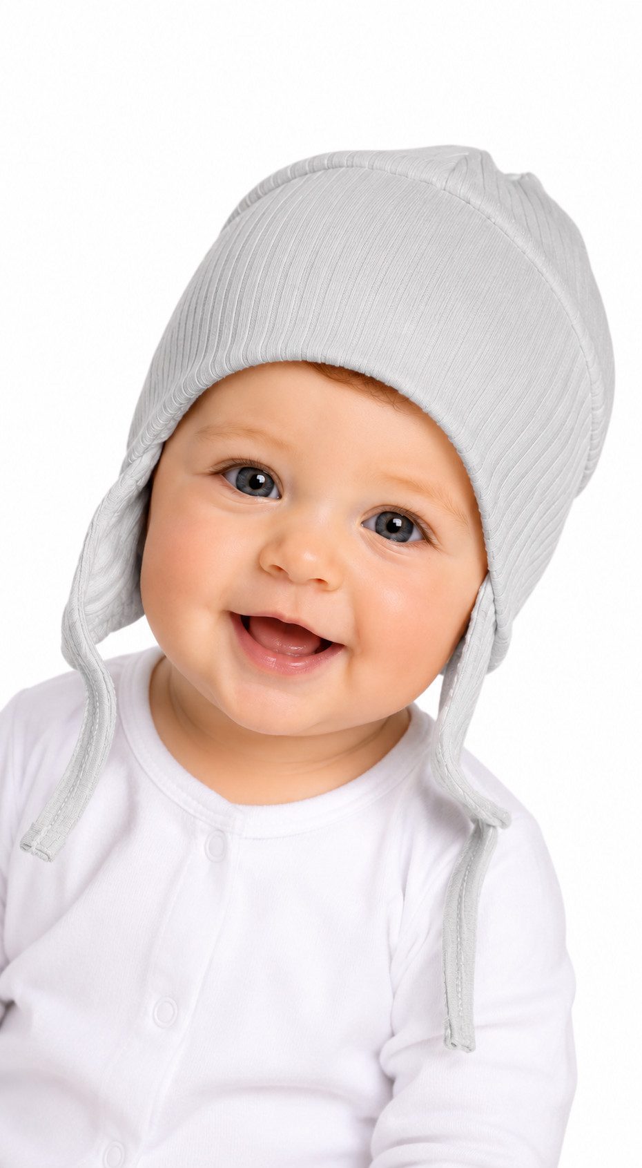 La Bortini Erstlingsmütze Baby Mütze für Neugeborene Mützchen Haube in Grau 32 34 36 38 40 42 44 46