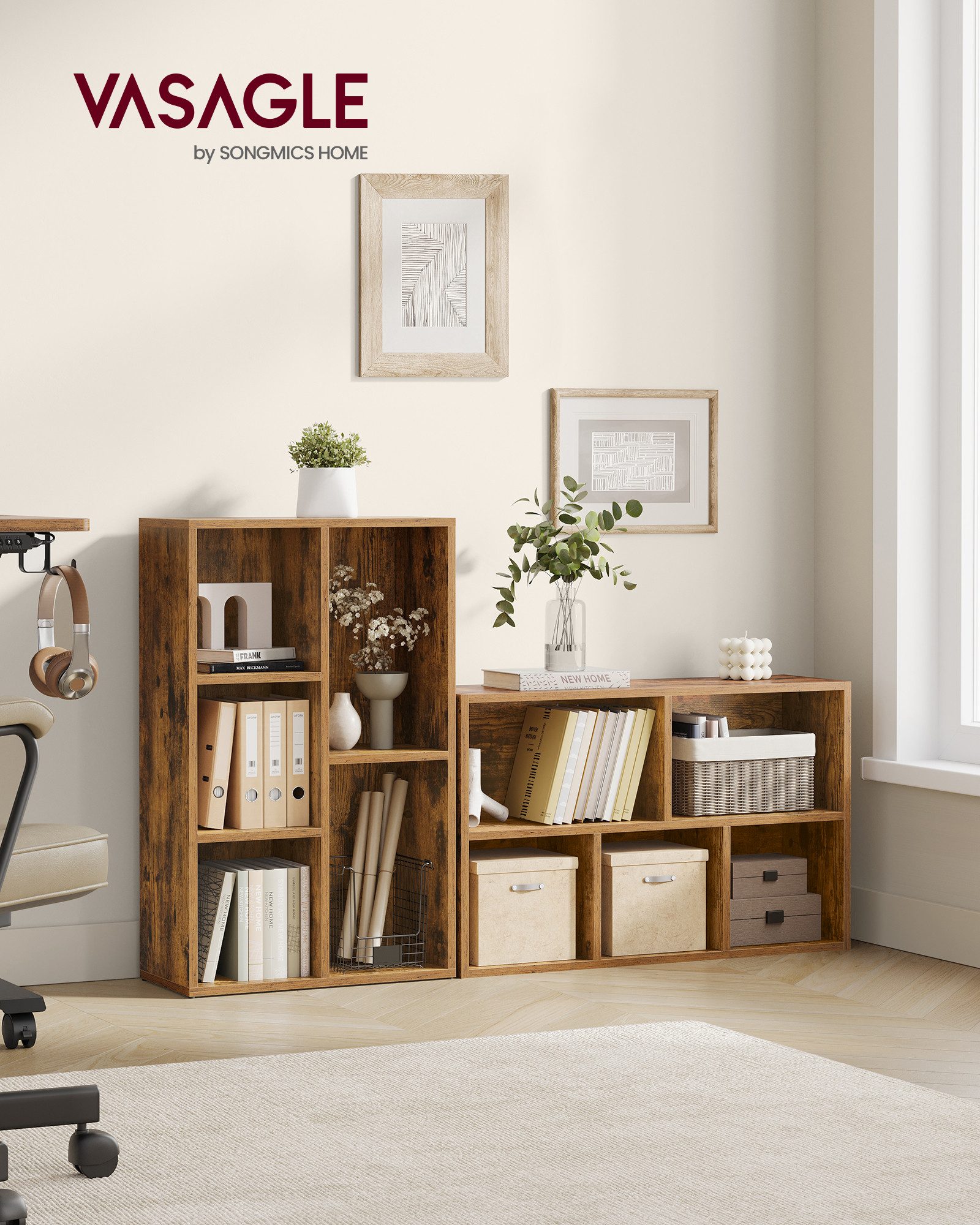 VASAGLE Bücherregal Standregal, Bücherschrank, mit 4/5/7/8 Fächern, Büroreg günstig online kaufen