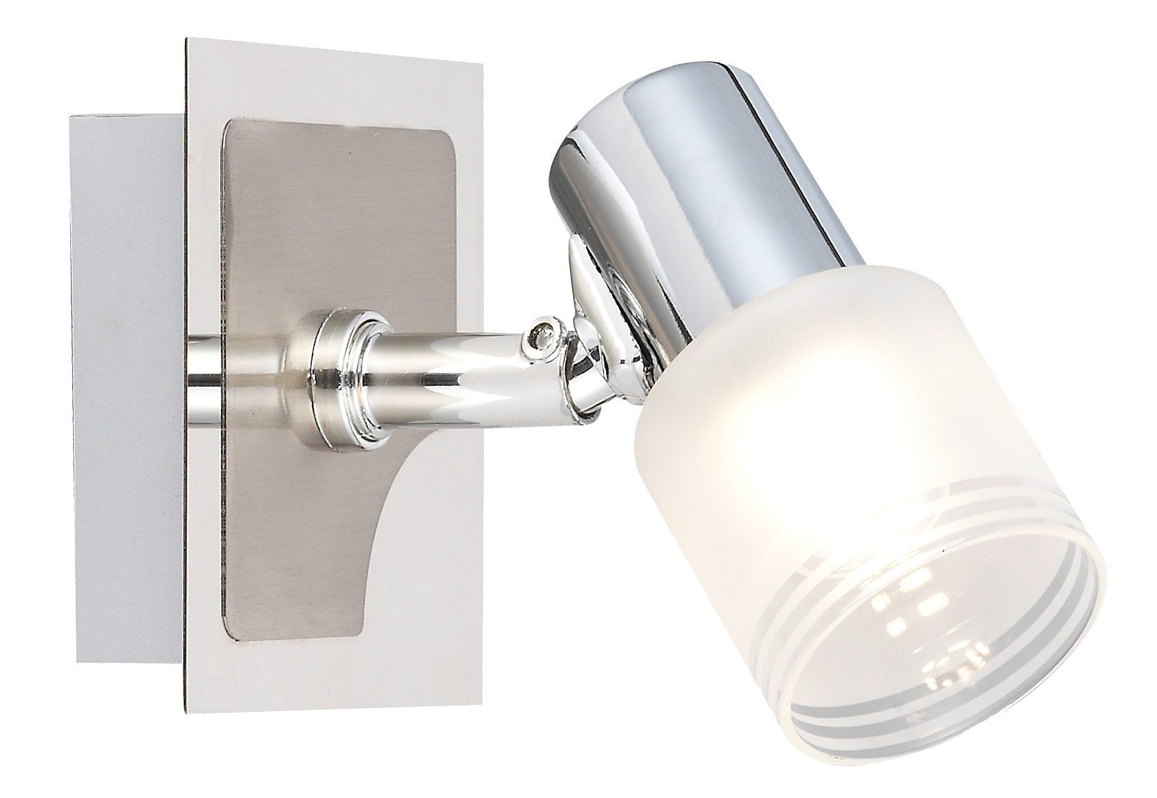 Brilliant LED Wandleuchte LEA, LED wechselbar, LED Wandspot eisen/chrom/weiß, 14,5cm Höhe, E14 max. 4W, schwenkbar