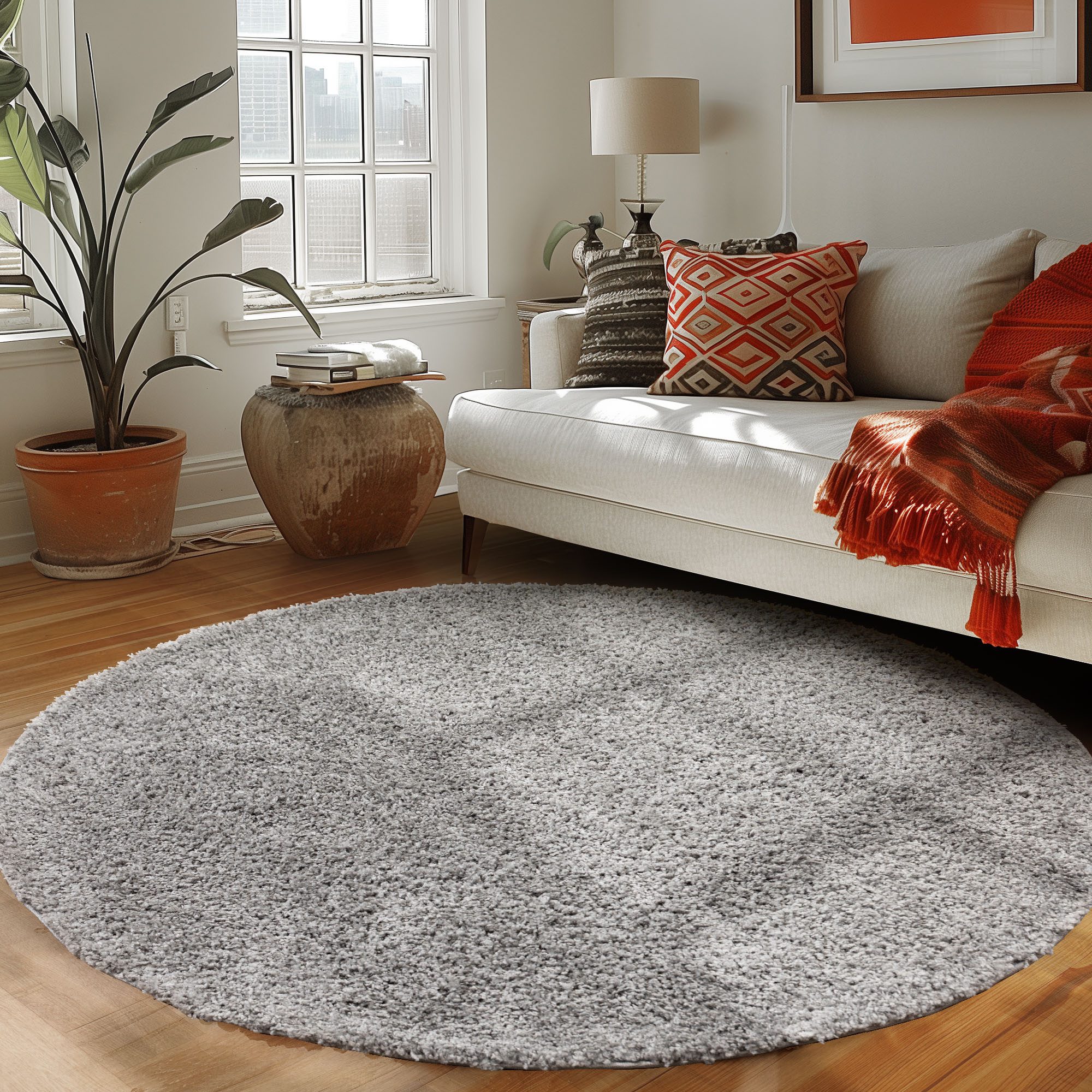 Carpettex Hochflor-Teppich Unicolor - Einfarbig, Rund, günstig online kaufen