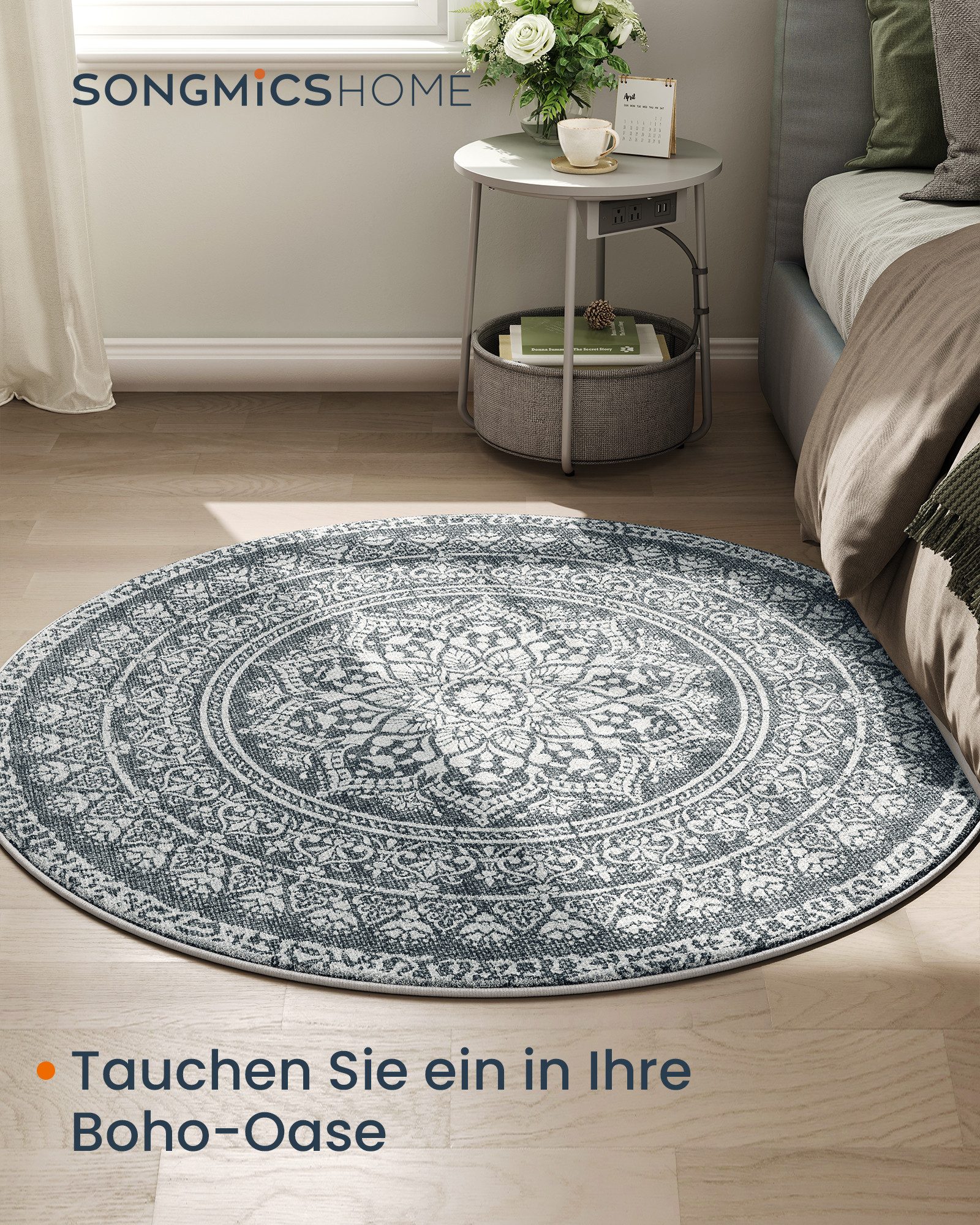 SONGMICS HOME Teppich, Wohnzimmerteppich, rutschfester Teppich, flauschig, Dekoration