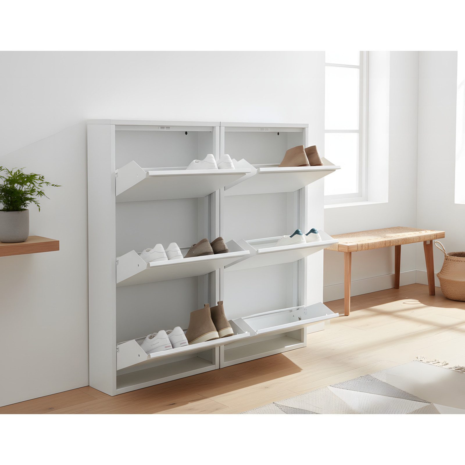 ebuy24 Schuhschrank Pisa Schuhschrank mit 6 Klappen/ Türen in Metall w